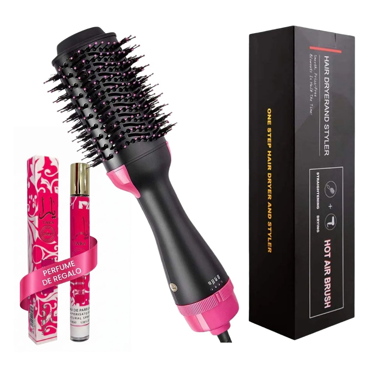 CEPILLO ELÉCTRICO SECADOR VOLUMINIZADOR + PERFUME YARA EDICIÓN PORTÁTIL - 1
