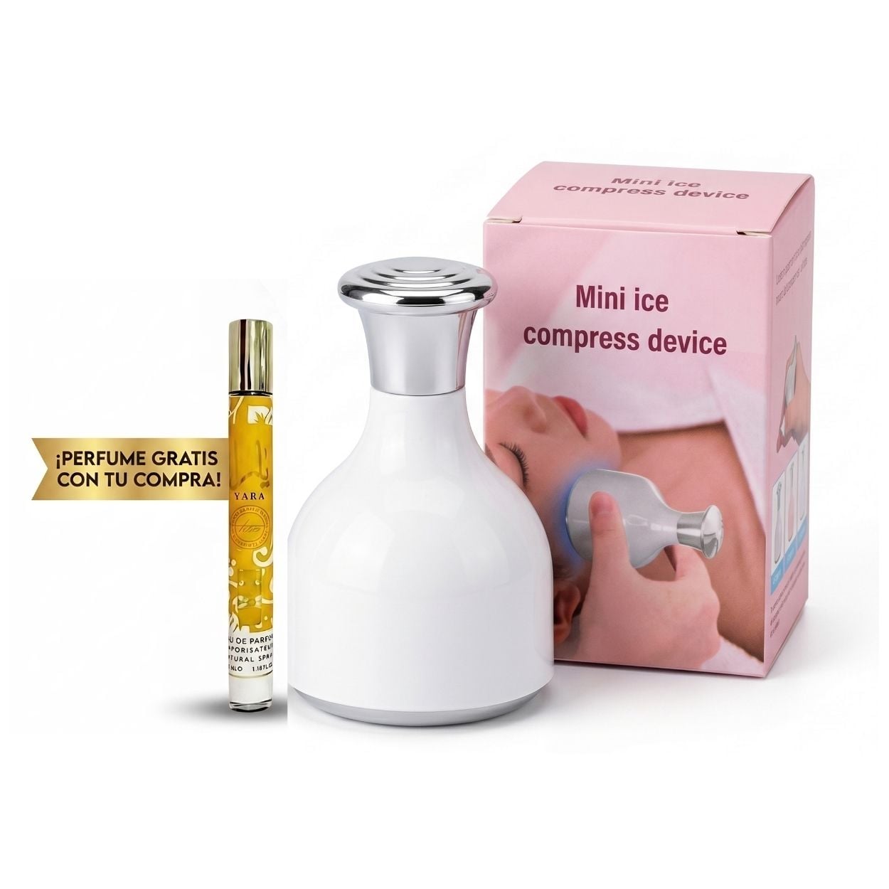 MASAJEADOR FACIAL EFECTO FRÍO ICE ROLLER + PERFUME 35ML DE REGALO - 1