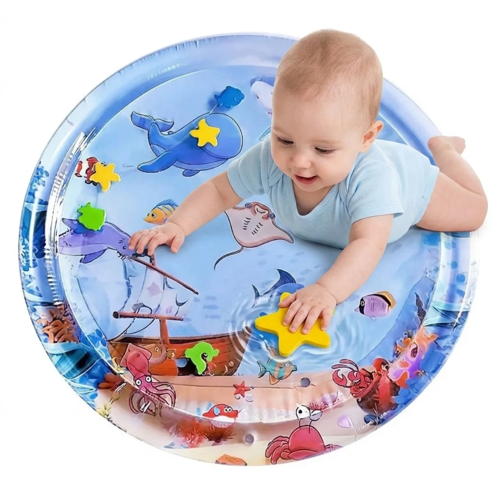 SET DE ESTIMULACIÓN TEMPRANA: ALFOMBRA DE AGUA 65CM + JUGUETE PEZ SENSORIAL - 4