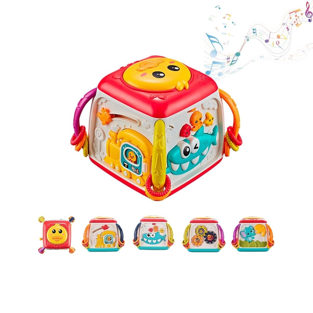 JUGUETE DIDÁCTICO CUBO MUSICAL INTERACTIVO DE PATITO PARA BEBÉS - 1