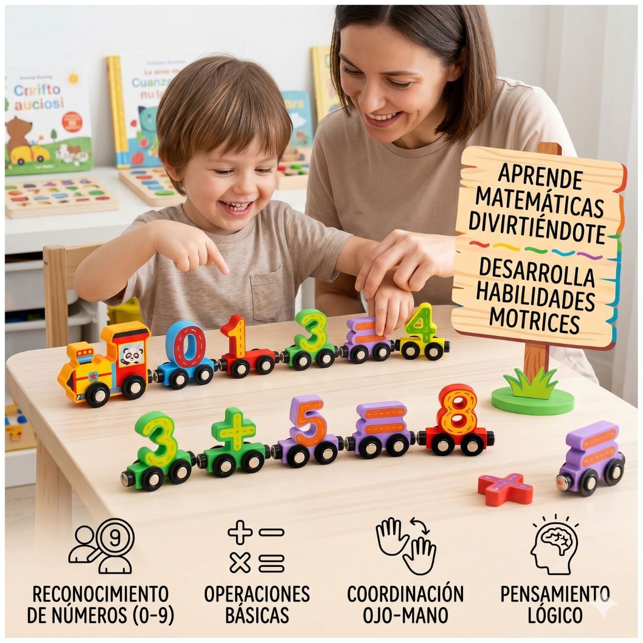 TREN NUMÉRICO DE MADERA MAGNÉTICO JUGUETE DIDÁCTICO MONTESSORI - 2