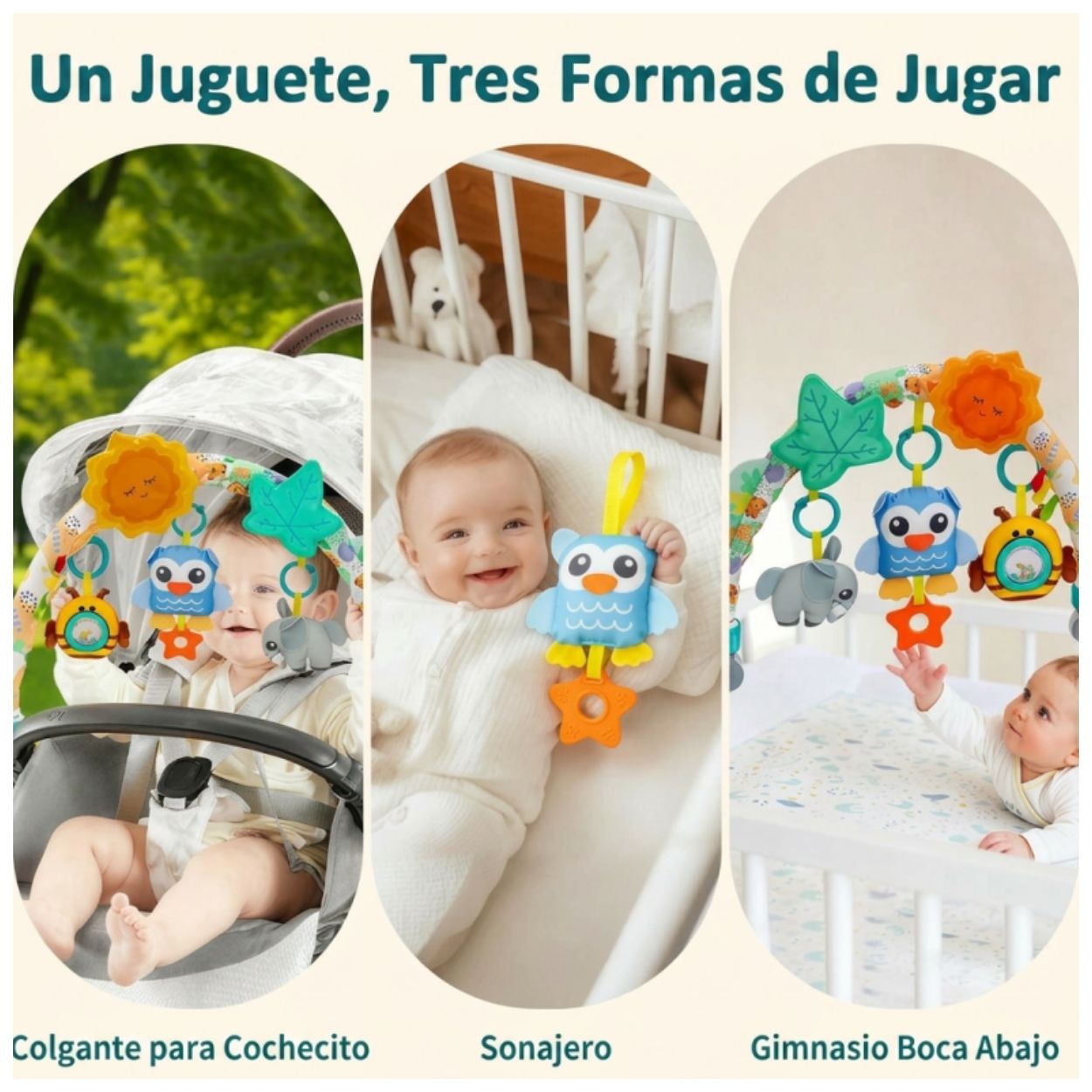 ARCO MÓVIL ANIMALITOS FELICES PARA COCHE Y CUNA DE BEBÉ ESTIMULACIÓN TEMPRANA - 3