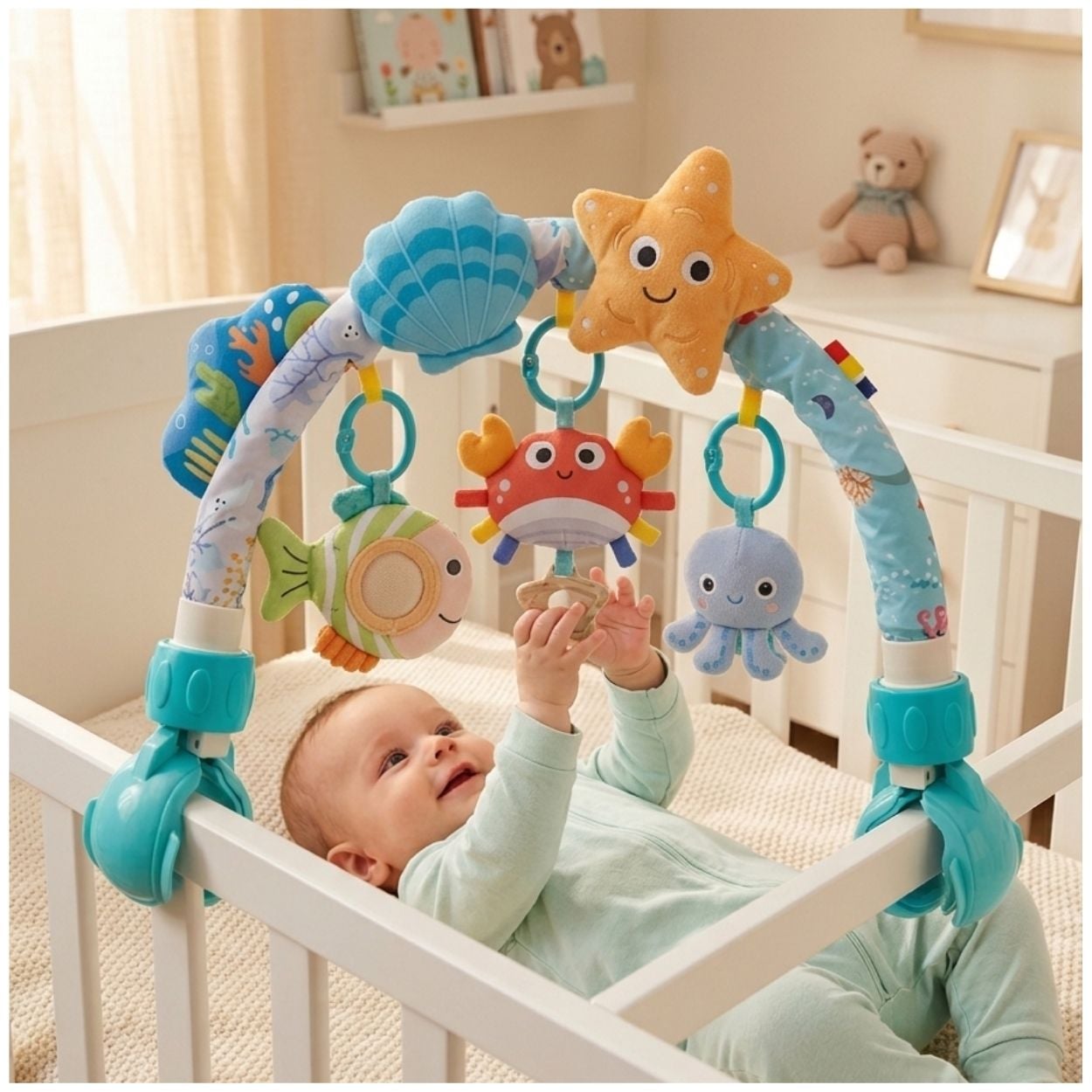 ARCO MÓVIL AVENTURA MARINA PARA COCHE Y CUNA DE BEBÉ ESTIMULACIÓN TEMPRANA - 1