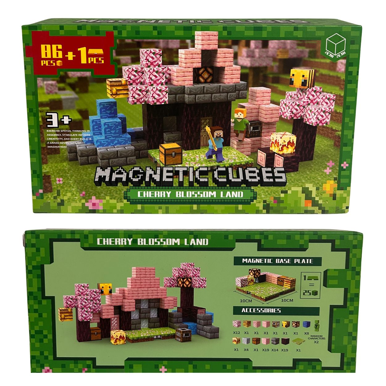 BLOQUES MAGNÉTICOS TIPO MINECRAFT MUNDO PIXELADO FLOR DE CEREZOSD 87 PIEZAS - 1