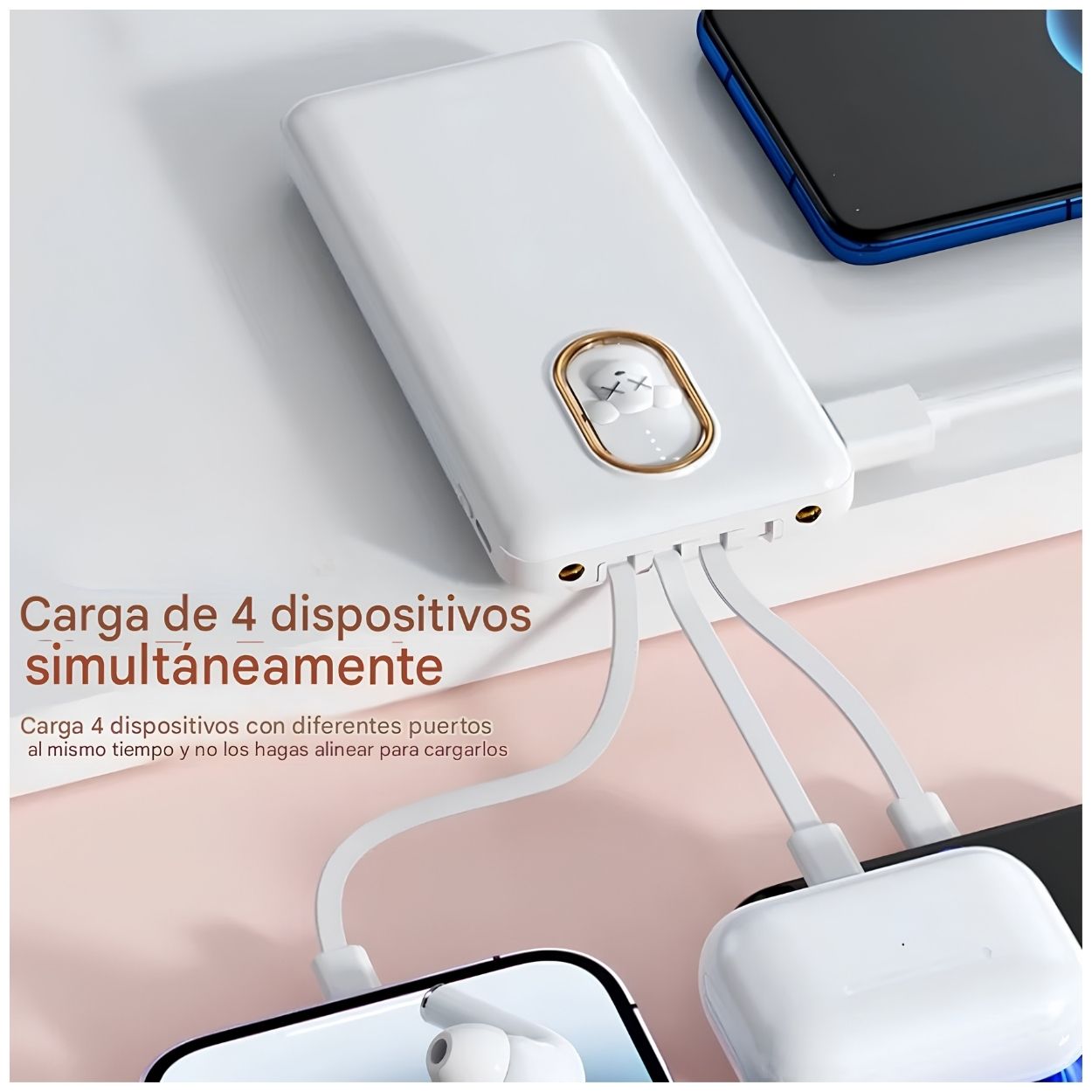 CARGADOR PORTÁTIL POWER BANK 10000MAH CARGA RÁPIDA 5.5A CABLES INTEGRADOS Y LINTERNA LED - 5