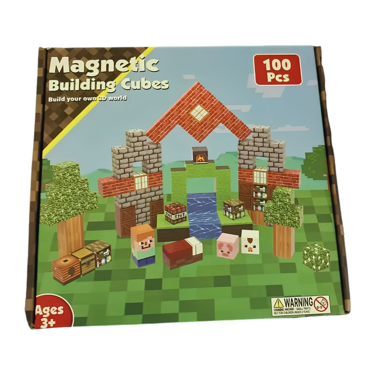 BLOQUES MAGNÉTICOS DE CONSTRUCCIÓN CIUDAD PIXELADA X100PZS - 3