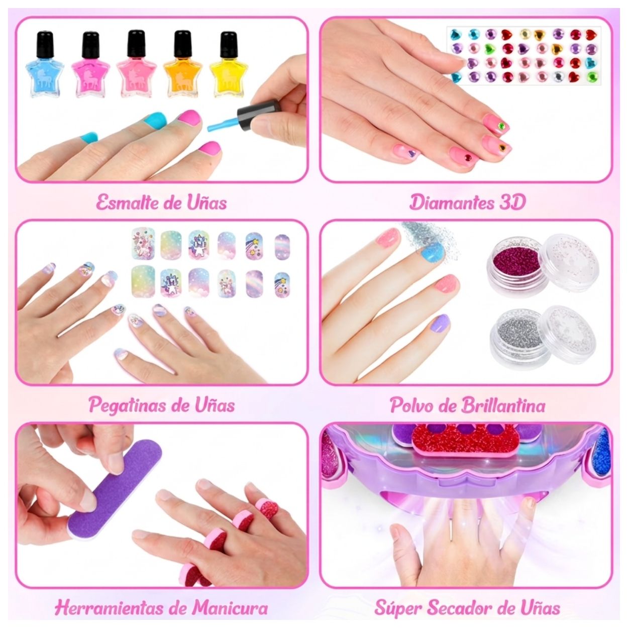 KIT INFANTIL DE COSMETOLOGÍA - OSTRA DE MAQUILLAJE Y UÑAS PARA NIÑAS - 5