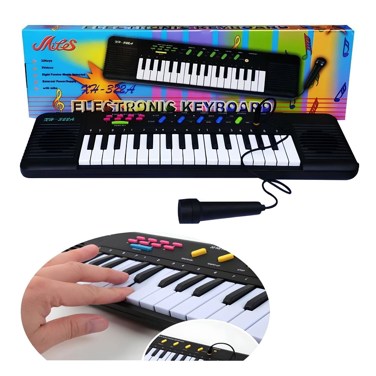 TECLADO PIANO ELECTRONICO MUSICAL DE 32 TECLAS CON MICROFONO - 1