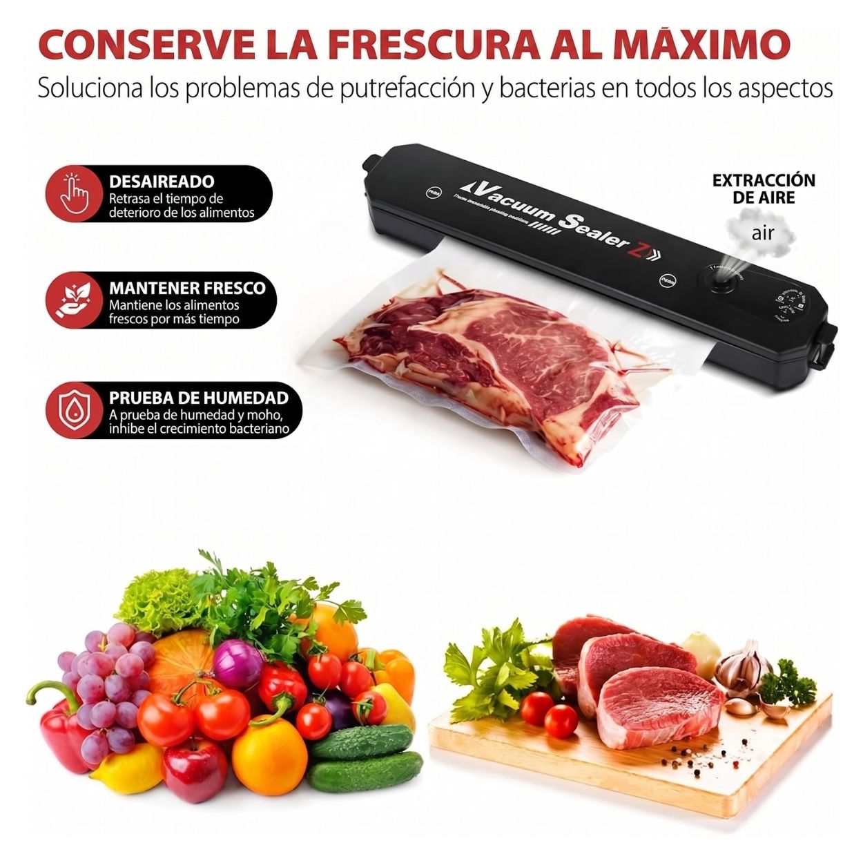 SELLADORA AL VACÍO CONSERVADOR DE ALIMENTOS AUTOMÁTICA + BOLSAS REGALO - 4