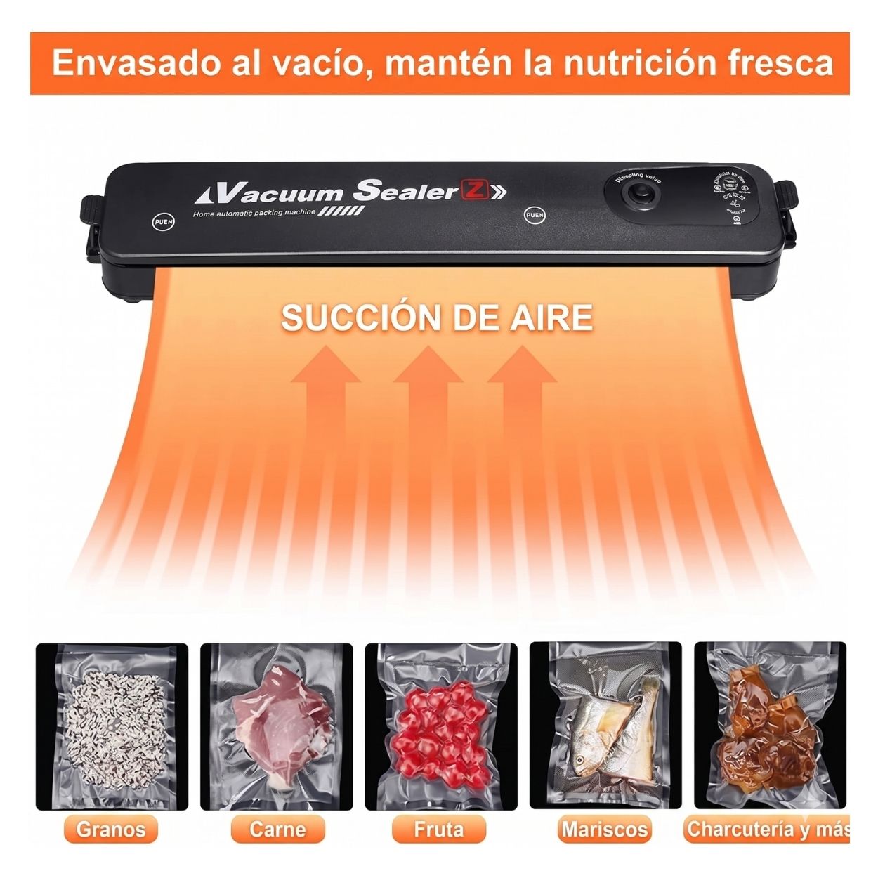 SELLADORA AL VACÍO CONSERVADOR DE ALIMENTOS AUTOMÁTICA + BOLSAS REGALO - 5