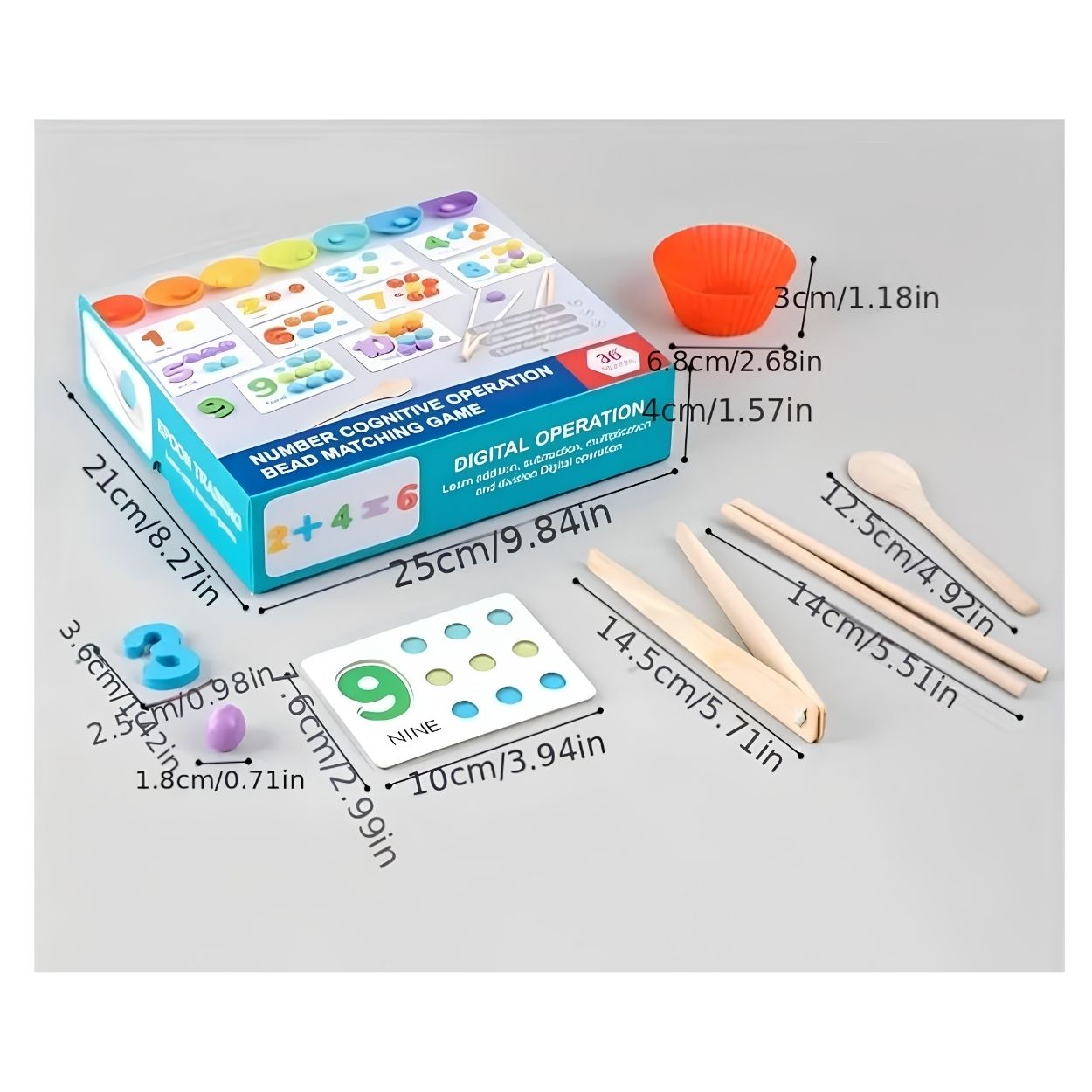 KIT DIDÁCTICO CUENTAS DE COLORES Y PINZAS APRENDE SUMAR Y RESTAR - 5