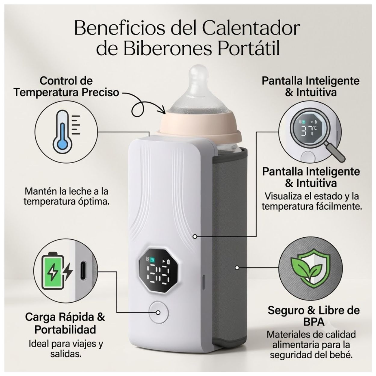 CALENTADOR DE BIBERONES RECARGABLE Y PORTÁTIL - 2