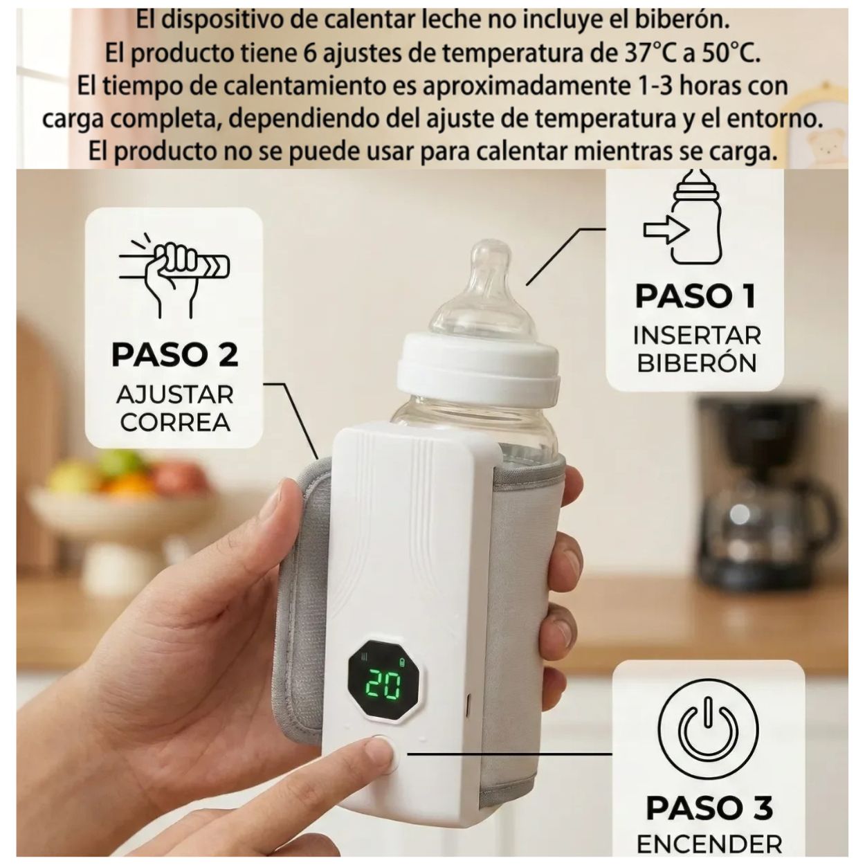 CALENTADOR DE BIBERONES RECARGABLE Y PORTÁTIL - 4