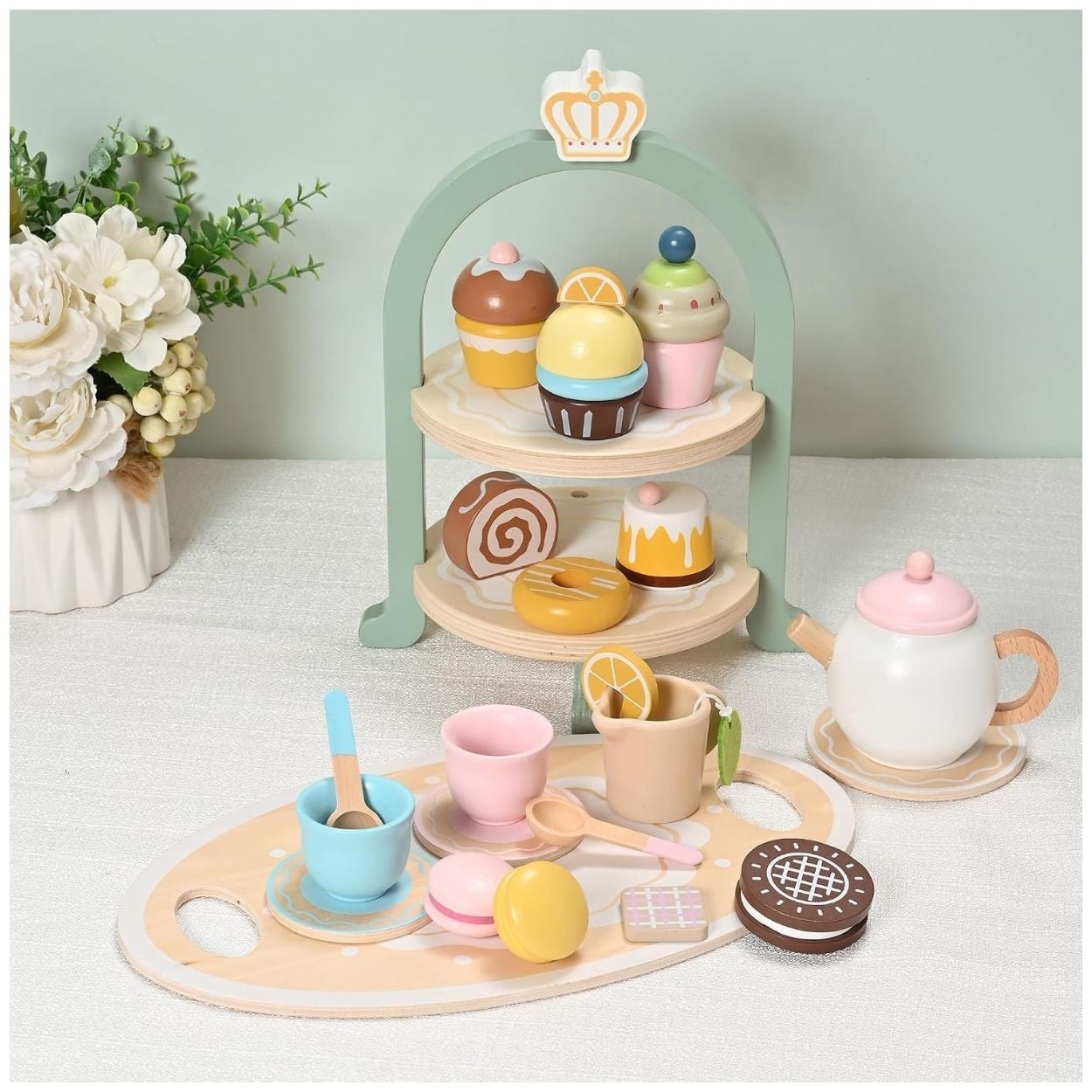 JUEGO DE TÉ Y PASTELERÍA DE MADERA NIÑOS INFANTIL - 1