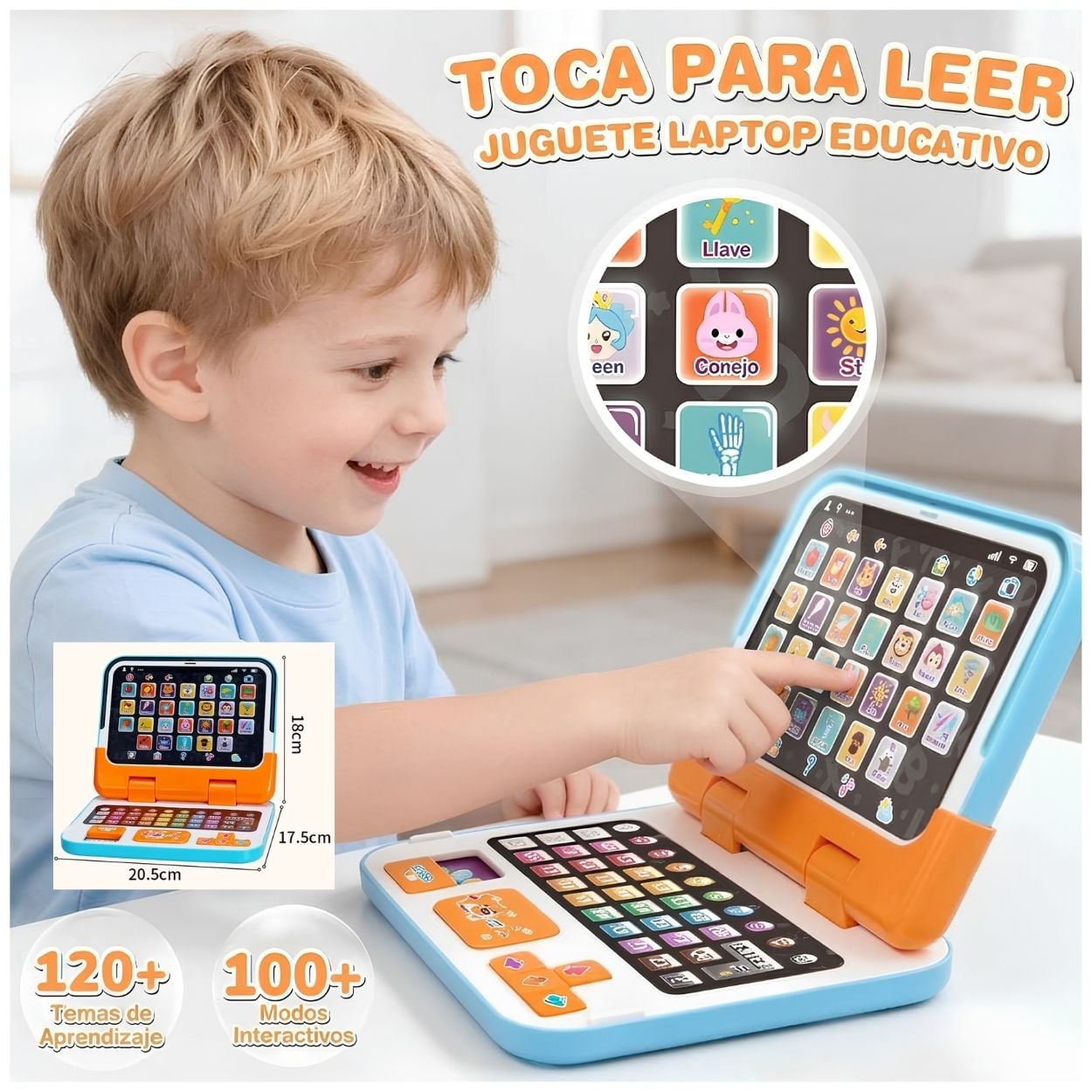 LAPTOP EDUCATIVA BILINGÜE 2 EN 1 JUGUETE TABLET INTERACTIVA NIÑOS - 2