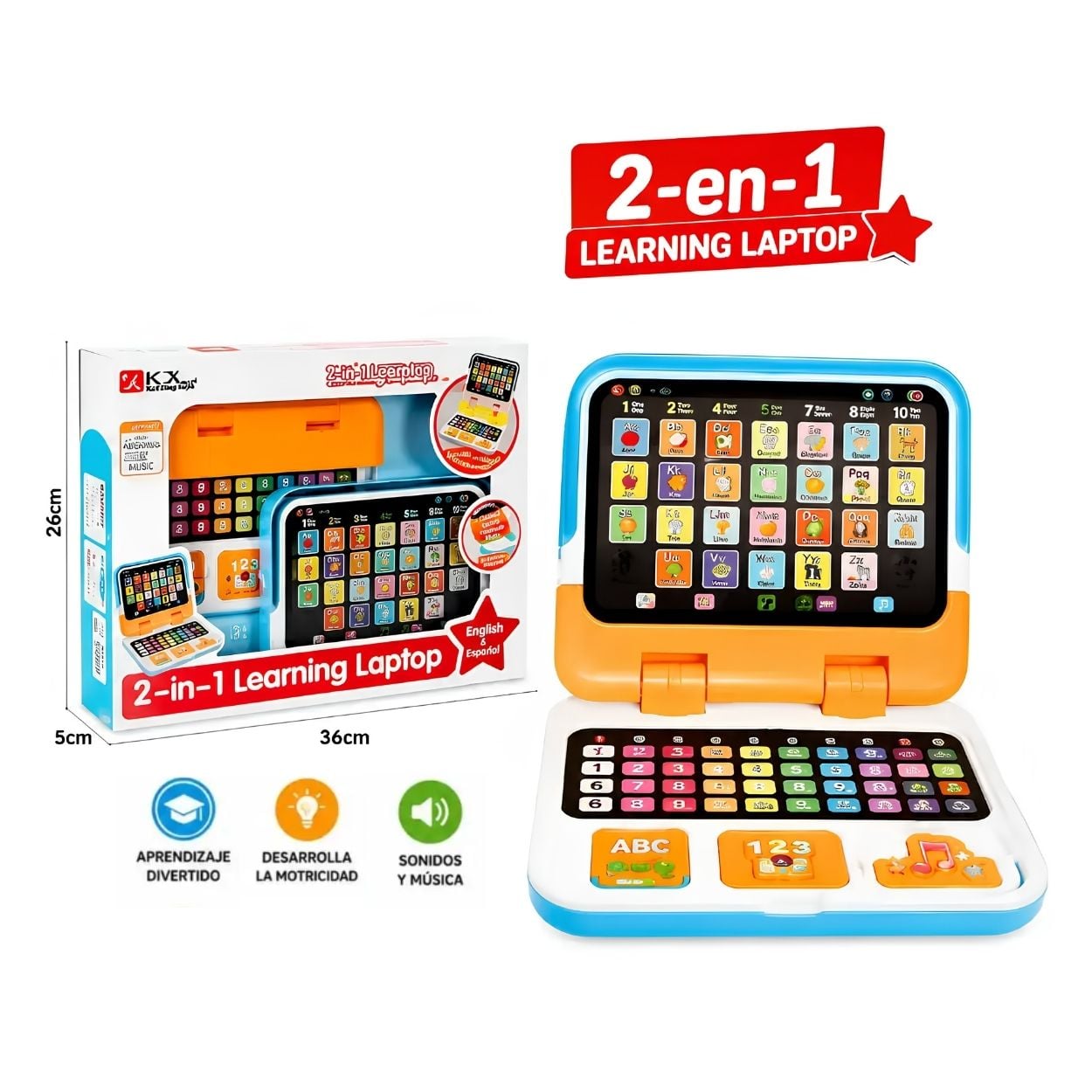 LAPTOP EDUCATIVA BILINGÜE 2 EN 1 JUGUETE TABLET INTERACTIVA NIÑOS - 4