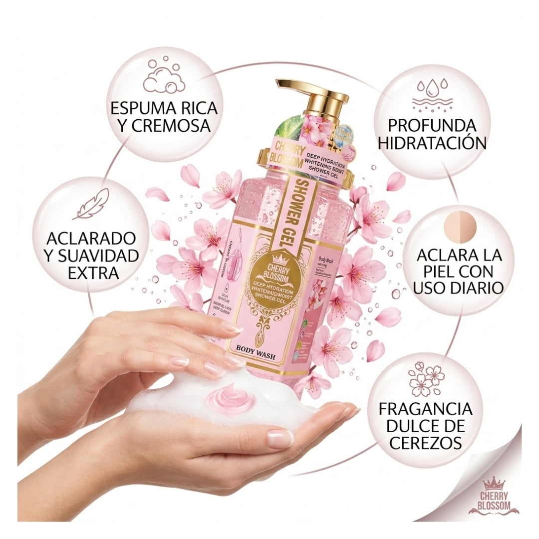 GEL CORPORAL DE BAÑO WOKALI CHERRY BLOSSOM  750 ML - 3