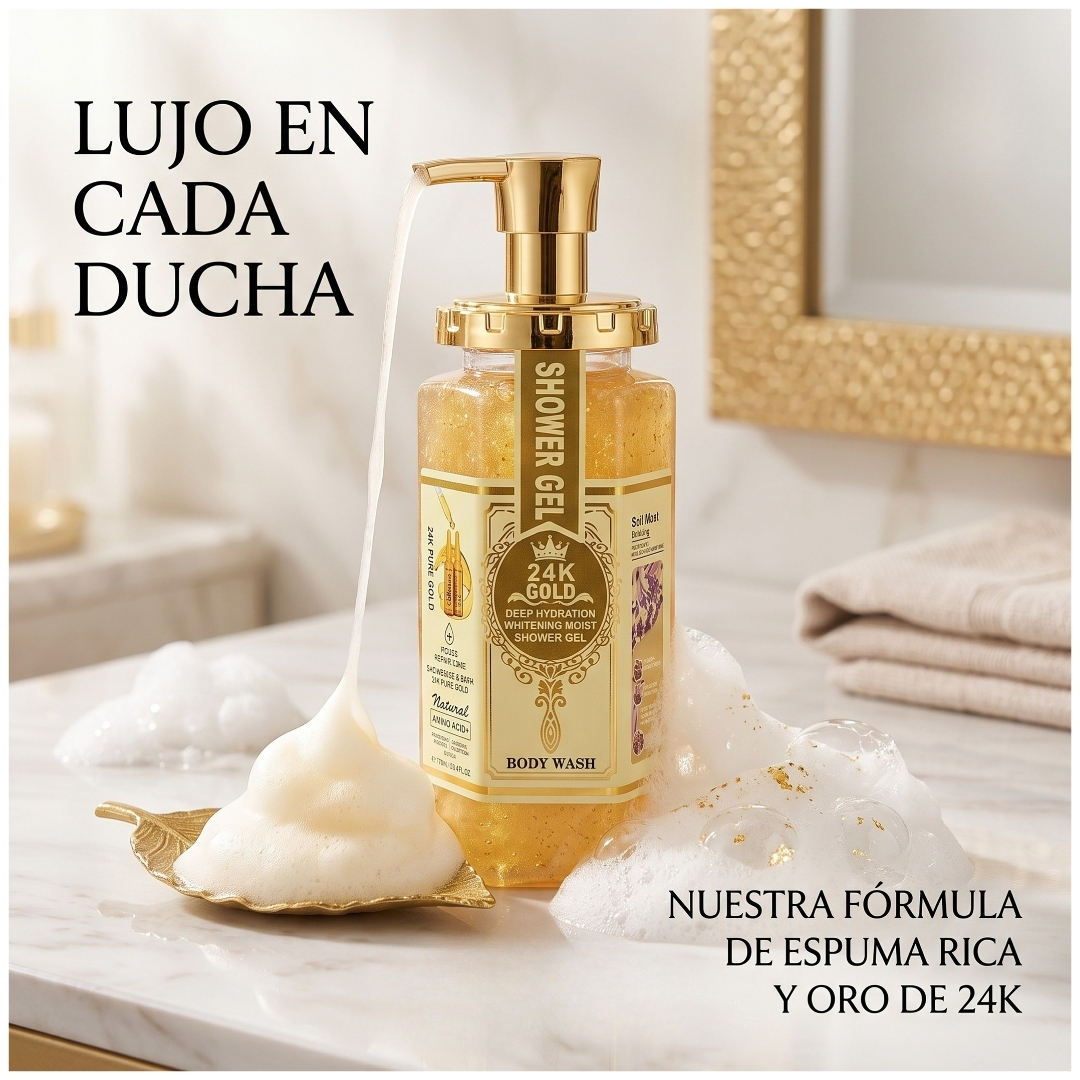 GEL DE BAÑO JABÓN LÍQUIDO CORPORAL 24K GOLD WOKALI 750ML - 4