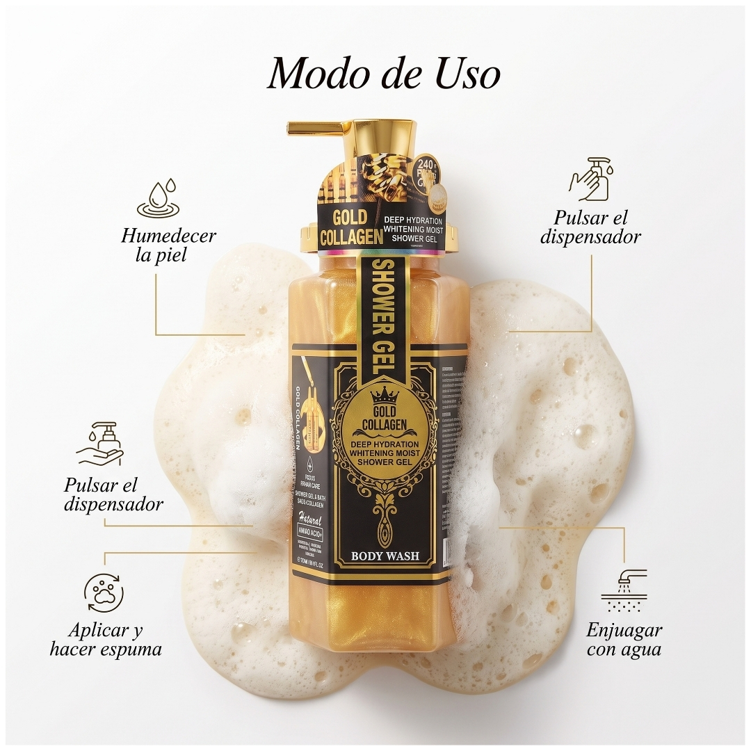WOKALI GEL DE DUCHA JABÓN LÍQUIDO CORPORAL ORO 24K Y COLÁGENO 750ML - 3