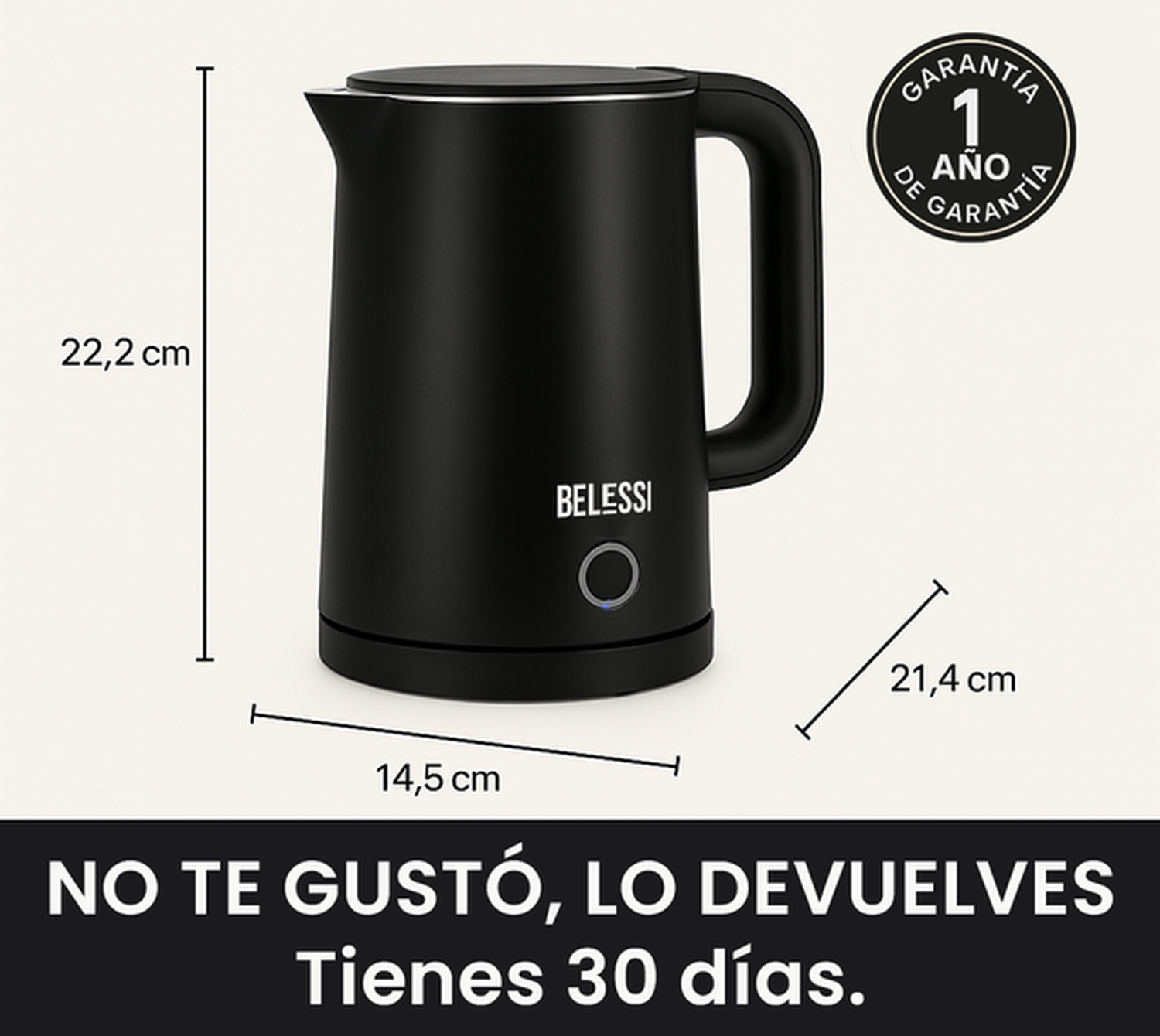 HERVIDOR ELÉCTRICO BELESSI 2.3L – CAPACIDAD XL, HIERVE RÁPIDO PARA TODA LA FAMILIIA. - 6