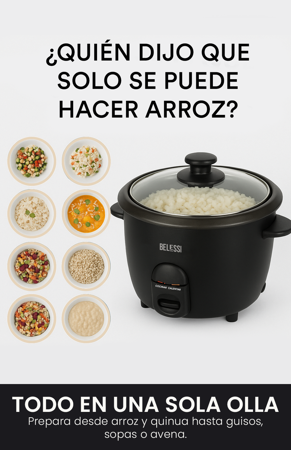 OLLA ARROCERA ELÉCTRICA BELESSI 1.8L + ACCESORIOS – COCINA FÁCIL, IDEAL PARA TODA LA FAMILIA - 3