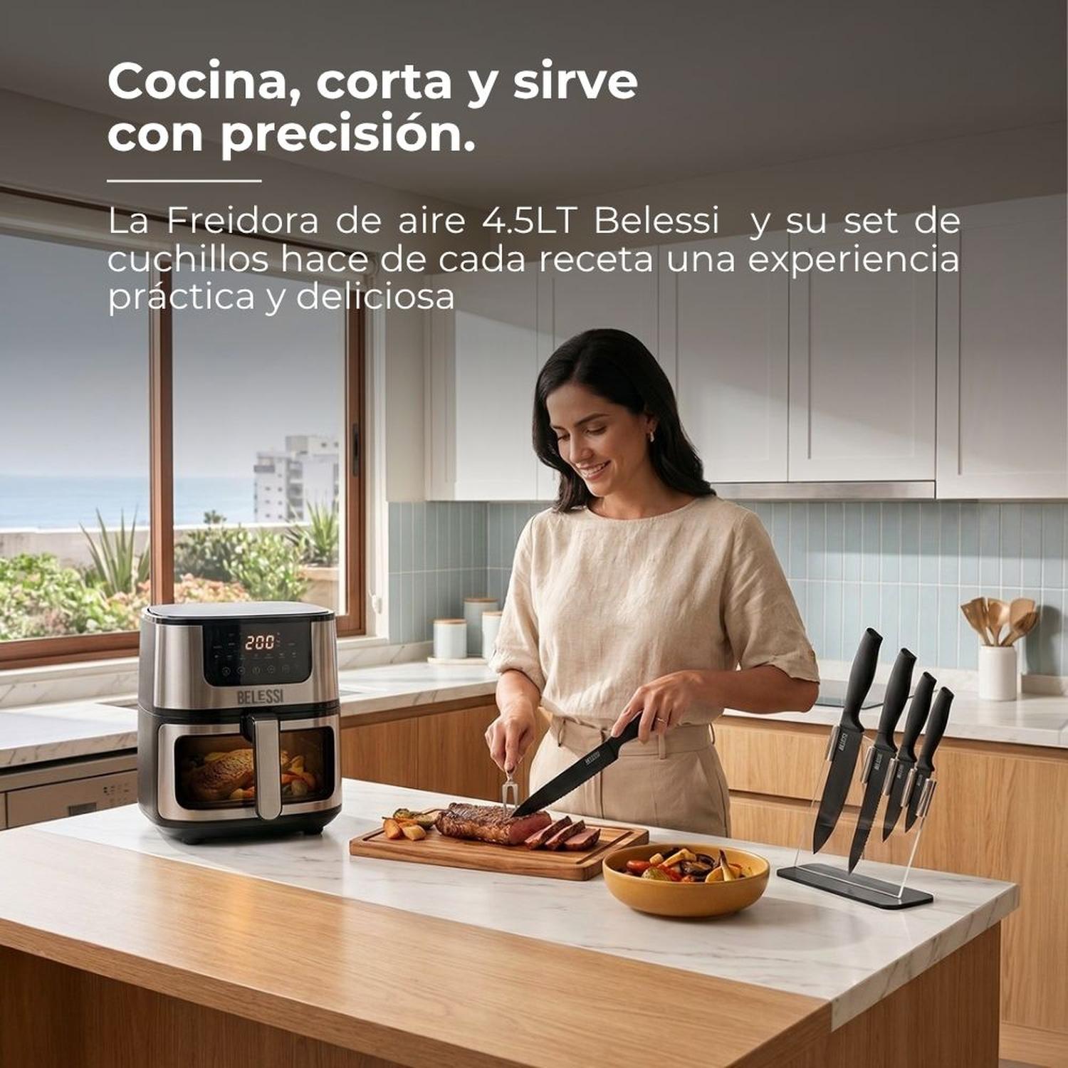 COMBO X6: FREIDORA DE AIRE 4.5LT + SET DE CUCHILLOS X5 - 2