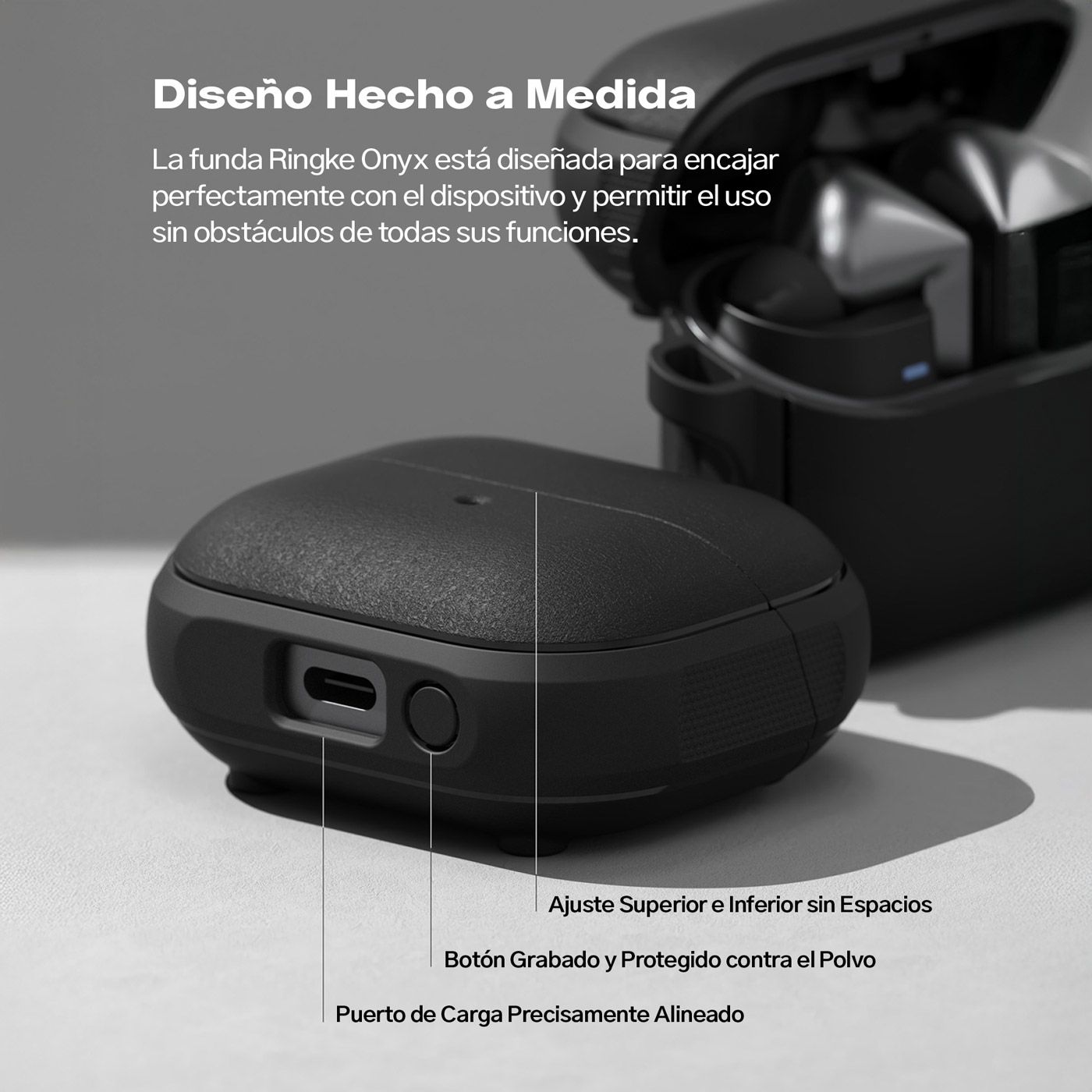 CASE GALAXY BUDS3 Y BUDS 3 PRO RINGKE ONYX MAGNÉTICO MOSQUETON NEGRO - 2