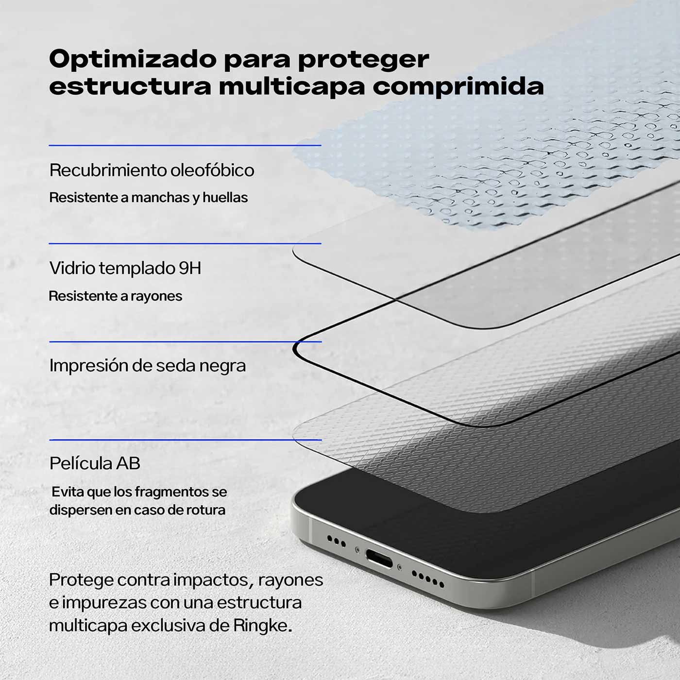 PROTECTOR PANTALLA IPHONE 16E RINGKE PROTECCION 9H 2 UND - 4