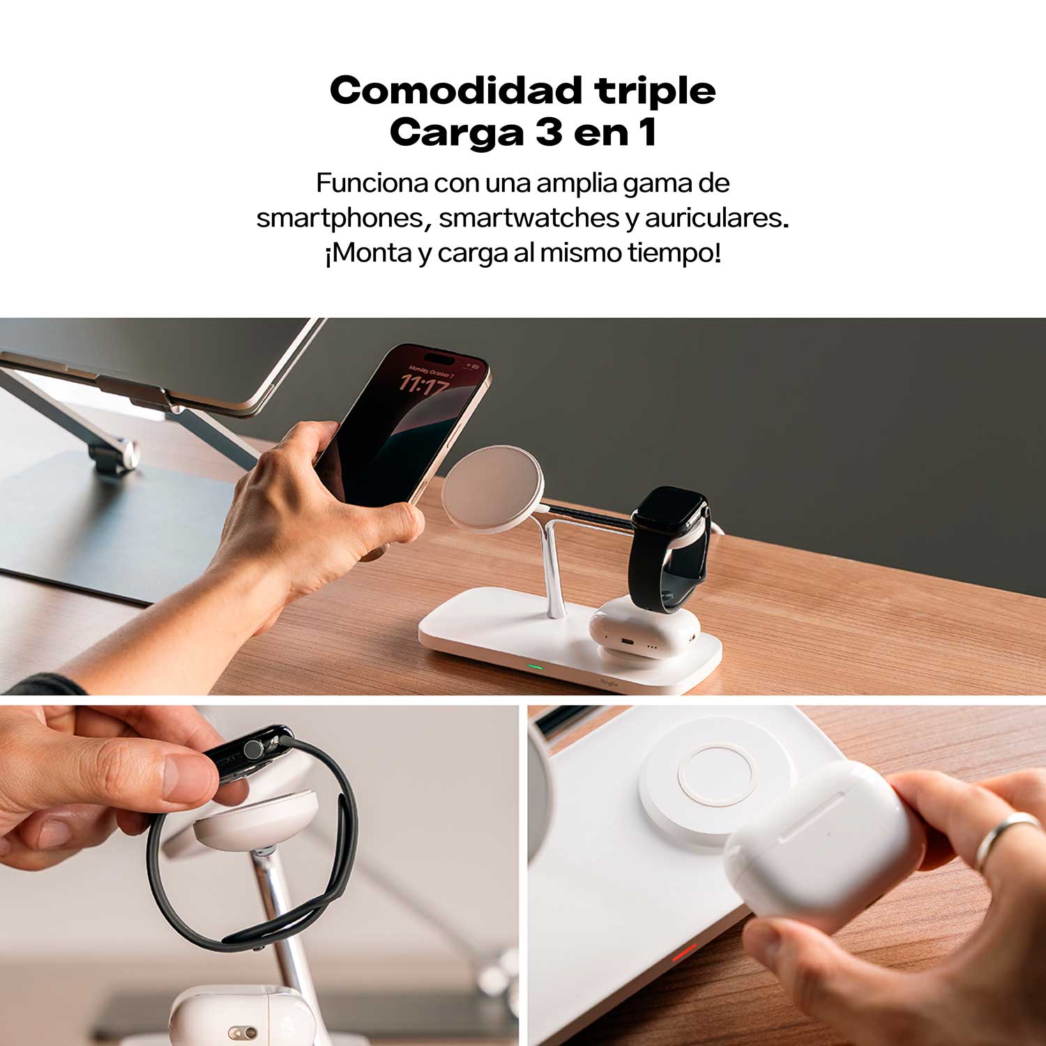 STAND CARGADOR INALÁMBRICO RINGKE QI2 3 EN 1 (MAGSAFE) - 2