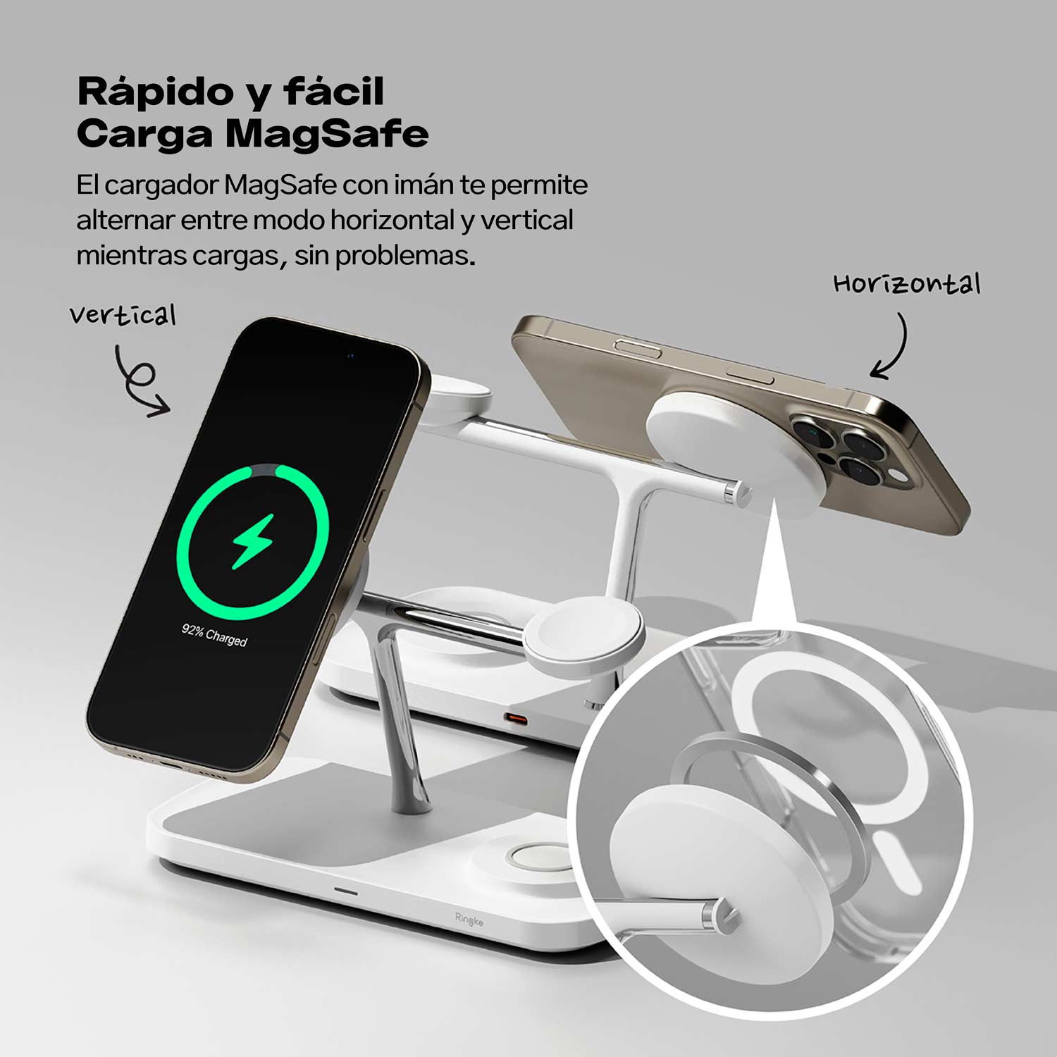 STAND CARGADOR INALÁMBRICO RINGKE QI2 3 EN 1 (MAGSAFE) - 6