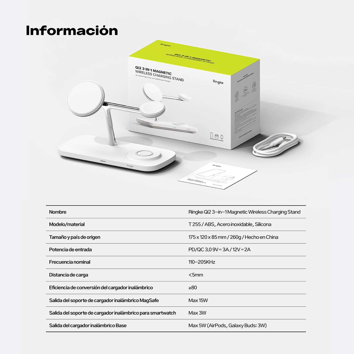 STAND CARGADOR INALÁMBRICO RINGKE QI2 3 EN 1 (MAGSAFE) - 8