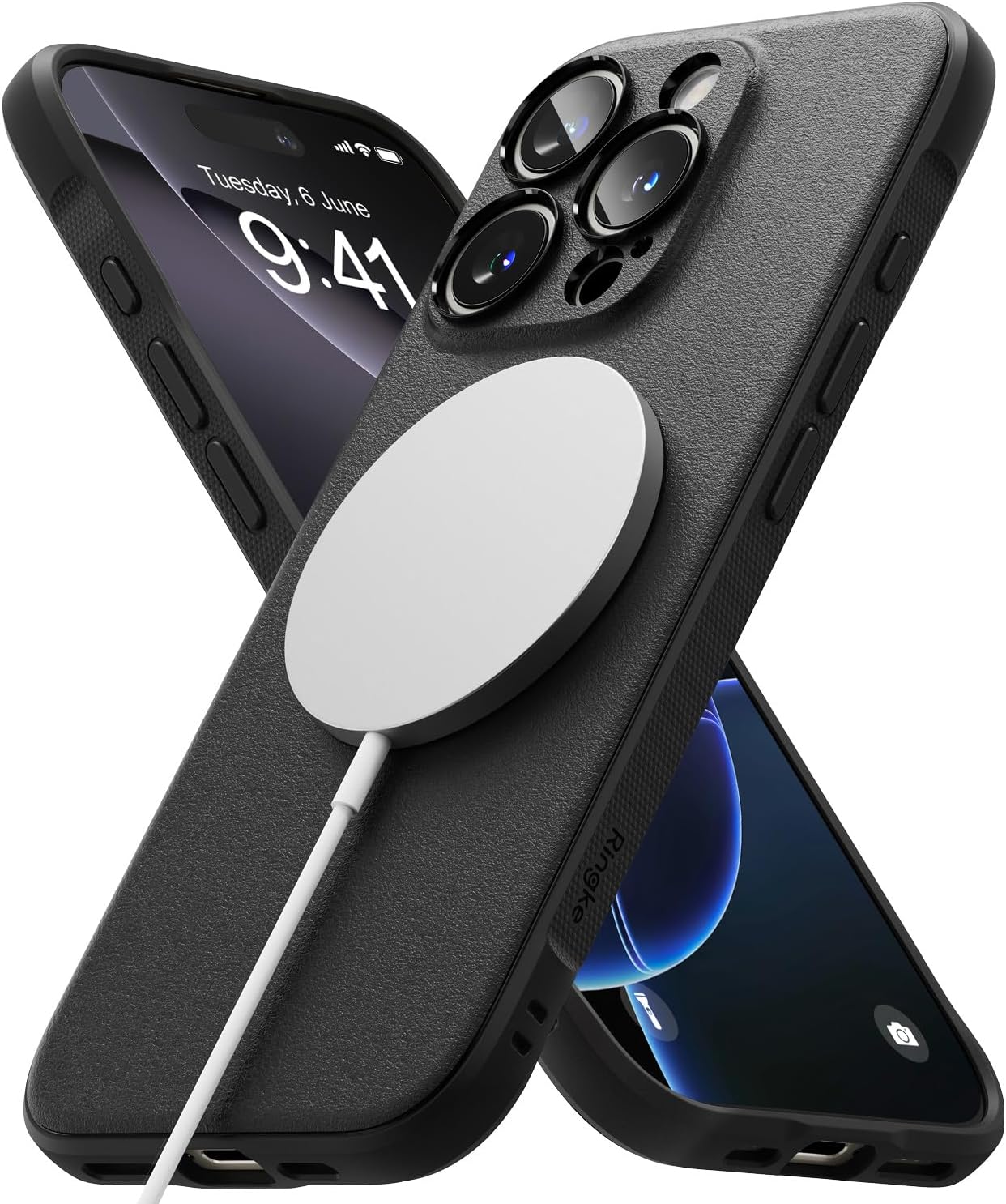 CASE IPHONE 16 PRO MAX RINGKE ONYX MAGNÉTICO NEGRO TEXTURIZADO - 1