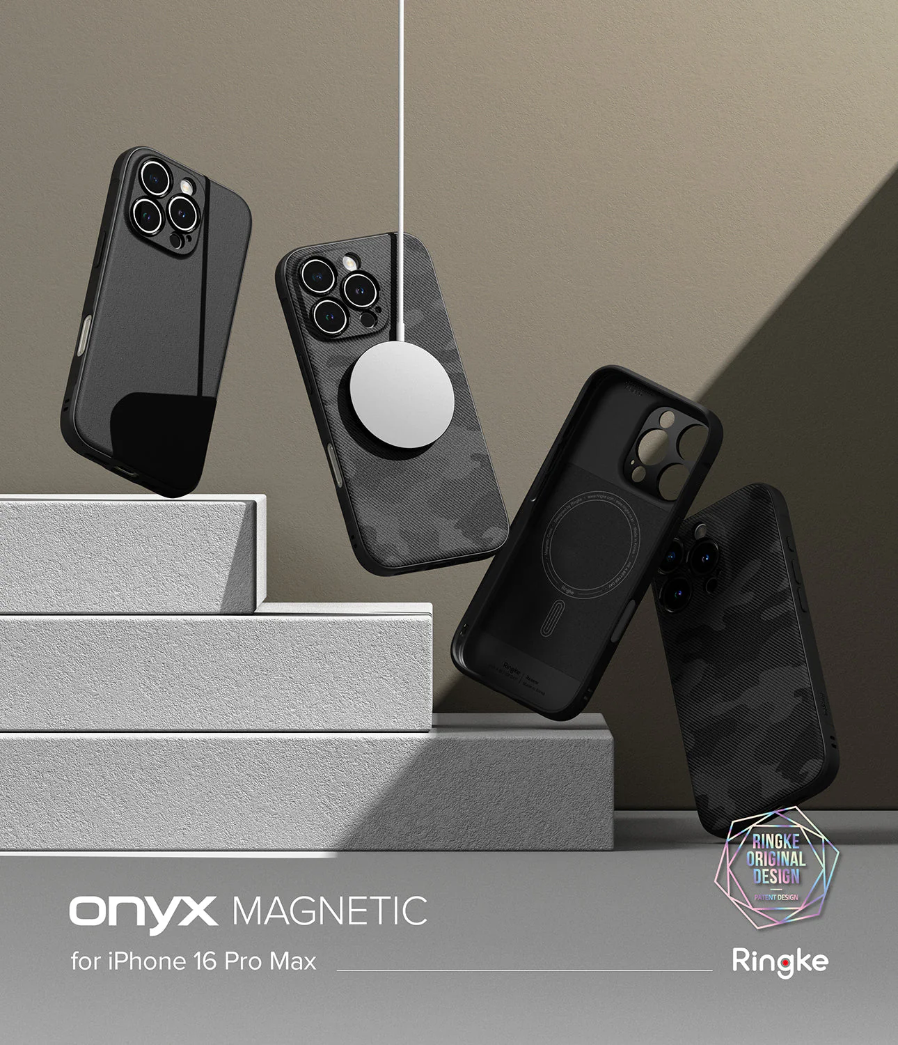 CASE IPHONE 16 PRO MAX RINGKE ONYX MAGNÉTICO NEGRO TEXTURIZADO - 2