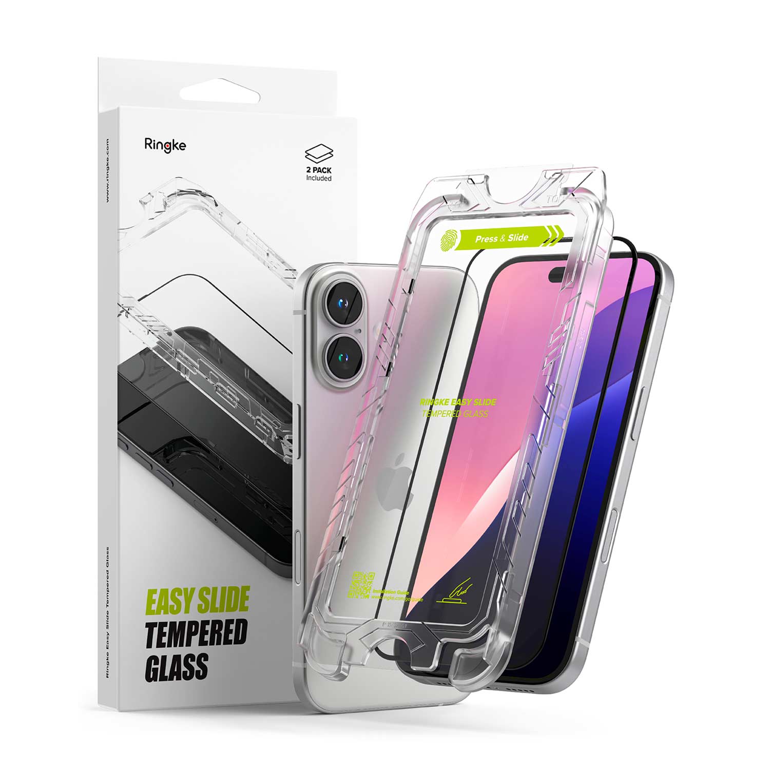 PROTECTOR DE PANTALLA VIDRIO RINGKE EASY SLIDE IPHONE 16 / IPHONE 15 INSTALADOR 2 UND - 1