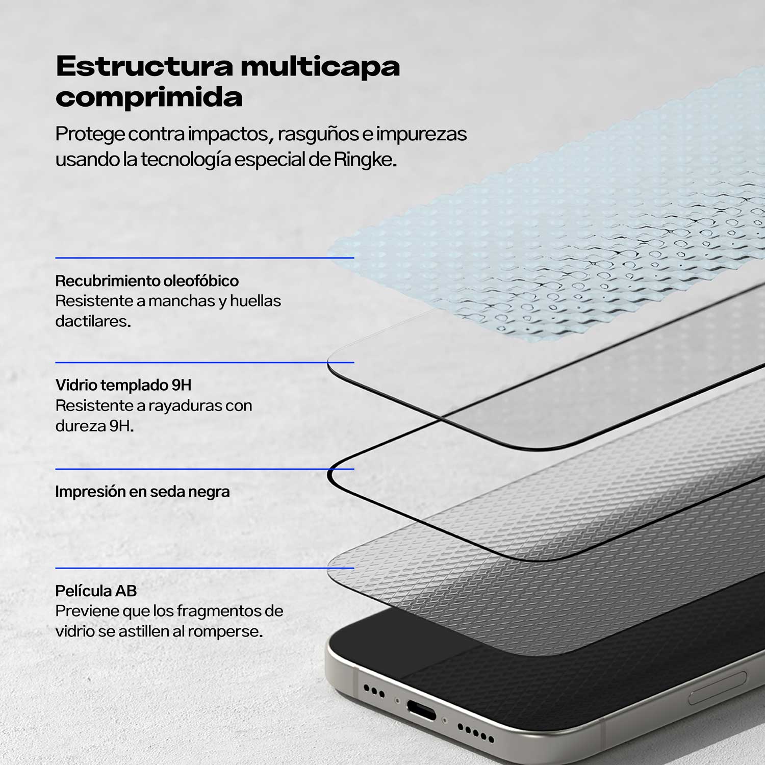 PROTECTOR DE PANTALLA VIDRIO RINGKE EASY SLIDE IPHONE 16 / IPHONE 15 INSTALADOR 2 UND - 2