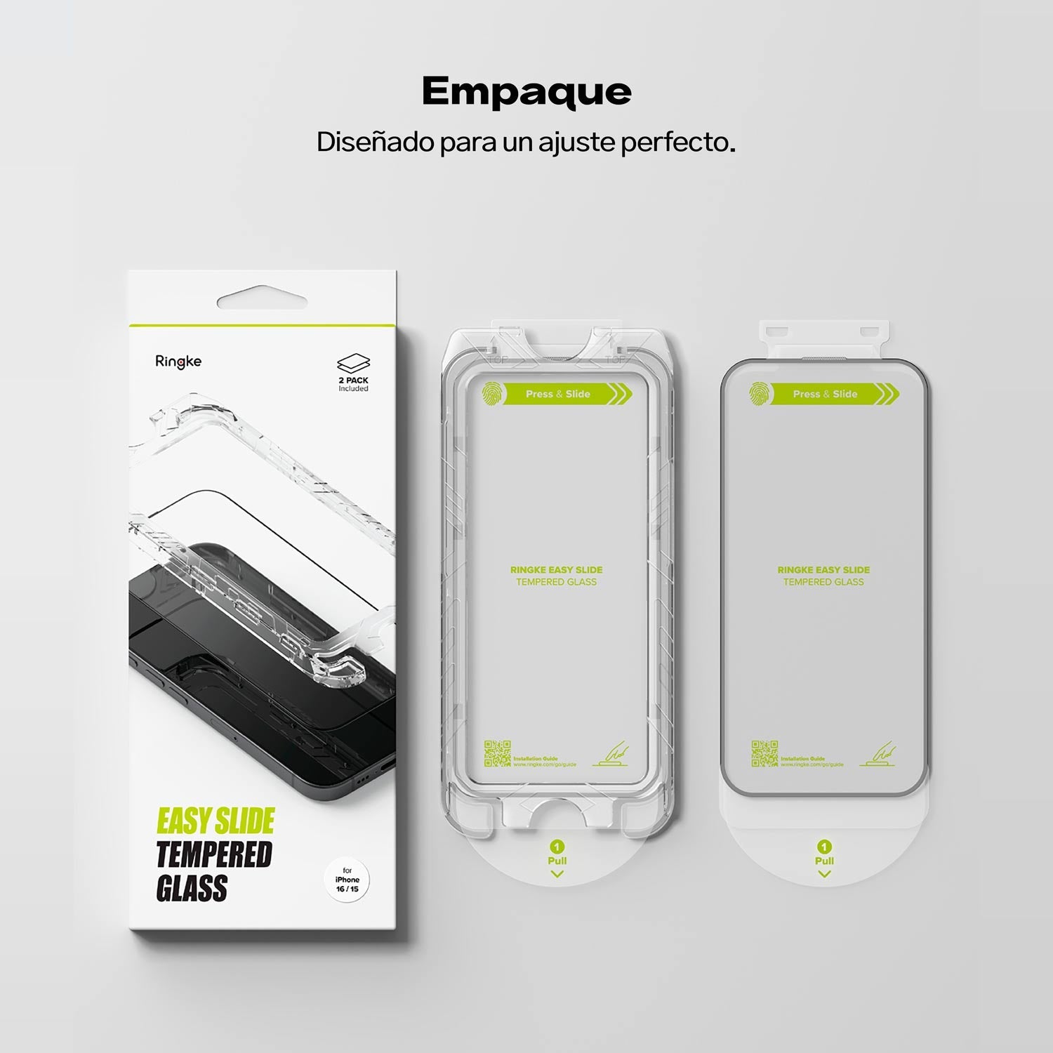 PROTECTOR DE PANTALLA VIDRIO RINGKE EASY SLIDE IPHONE 16 / IPHONE 15 INSTALADOR 2 UND - 8