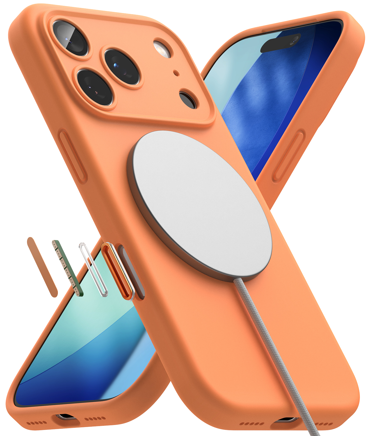 CASE IPHONE 17 PRO MAGNÉTICO SILICONA RINGKE NARANJA DE USA - 1