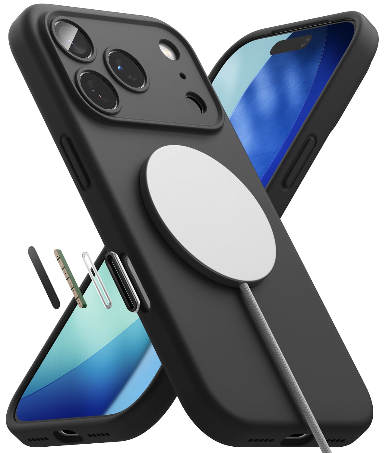 CASE IPHONE 17 PRO MAX RINGKE SILICONA MAGNÉTICO NEGRO DE USA - 1