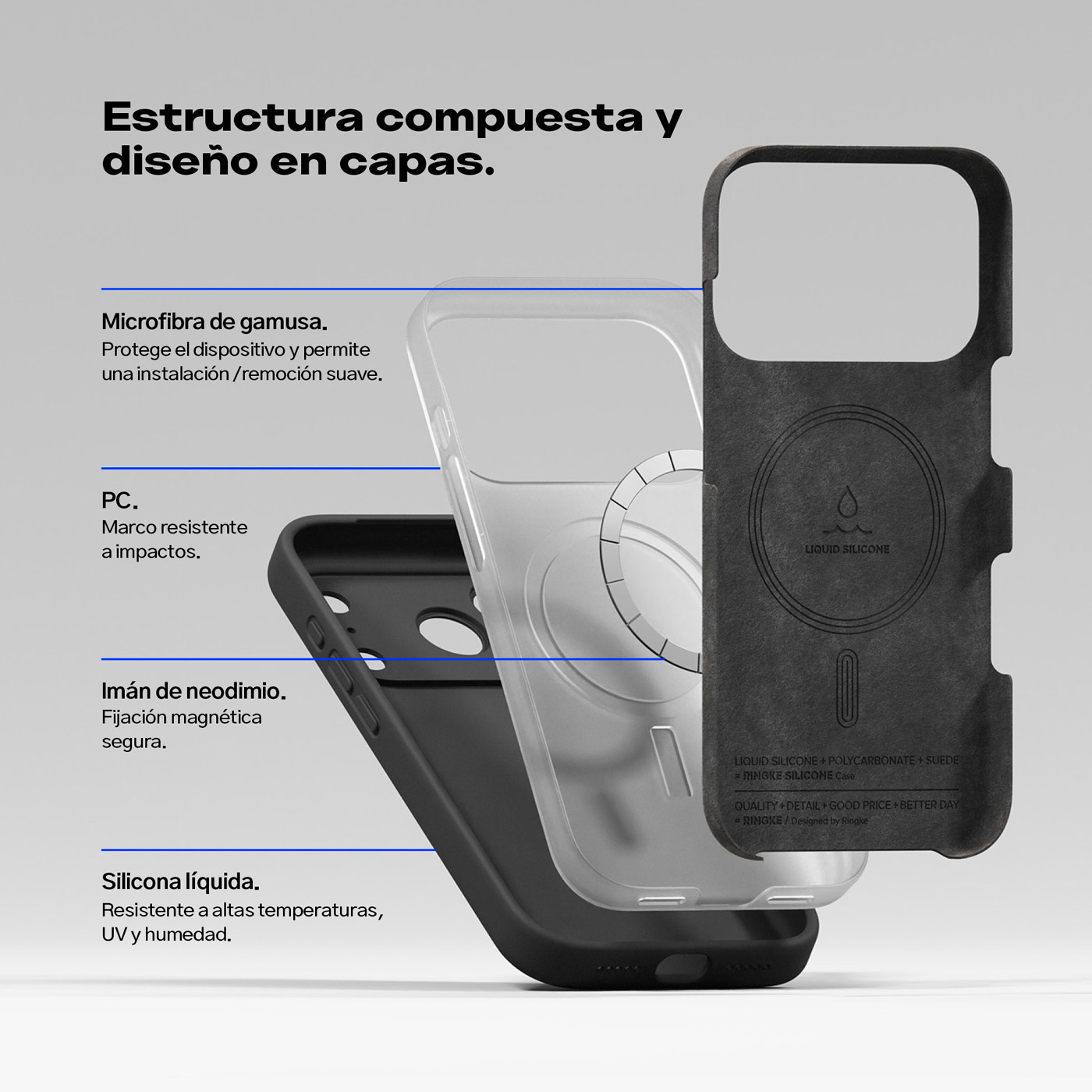 CASE IPHONE 17 PRO MAX RINGKE SILICONA MAGNÉTICO NEGRO DE USA - 5
