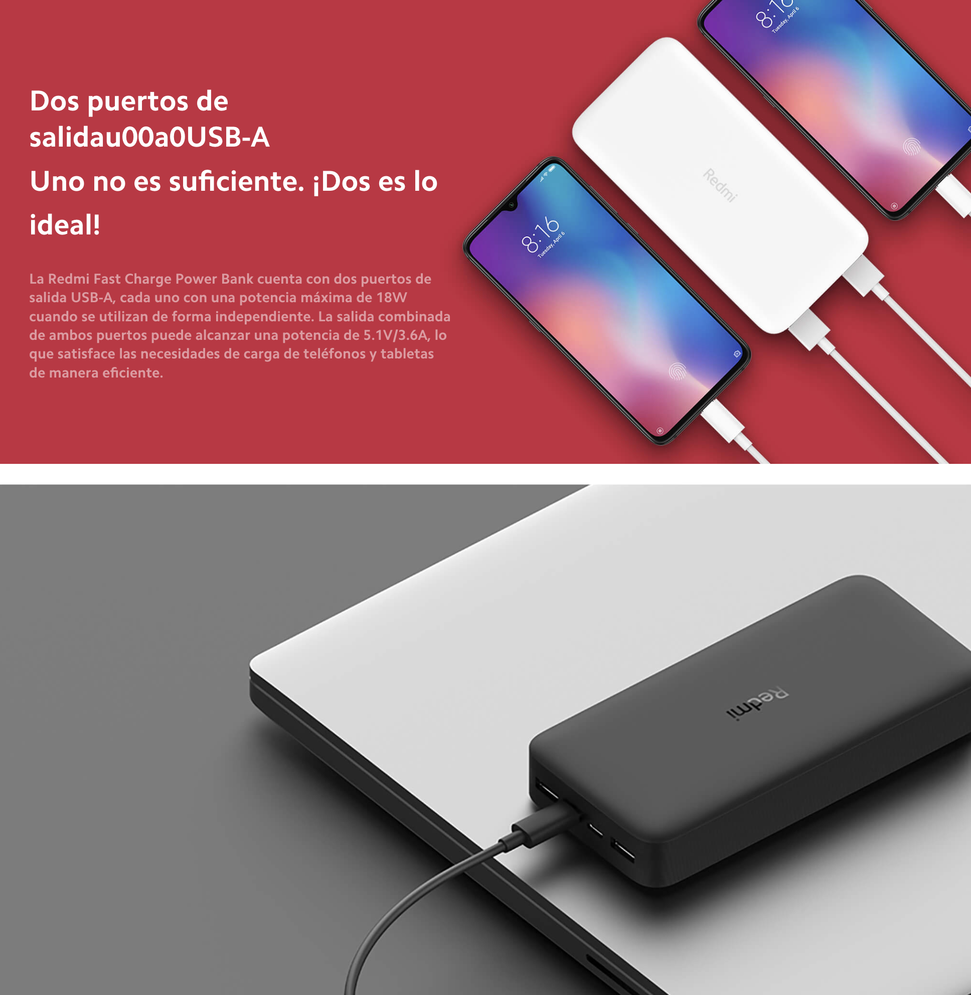 POWER BANK XIAOMI REDMI 20000 MAH 18W NEGRO - 3