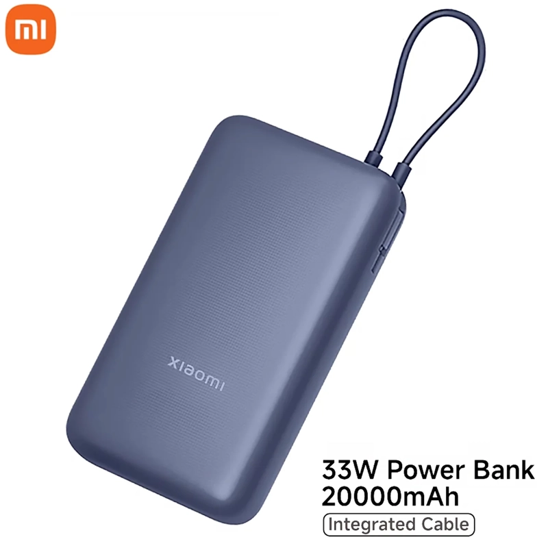 POWER BANK XIAOMI 20000 MAH CARGA RÁPIDA 33W CON CABLE INTEGRADO USB-C AZUL - 1
