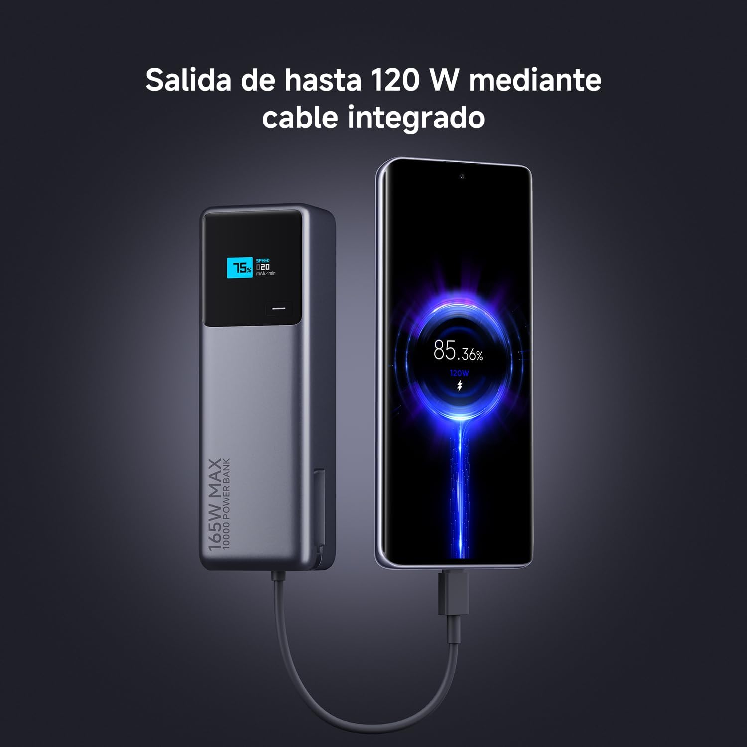 POWER BANK XIAOMI 10000MAH 165W CABLE USB-C INTEGRADO - 3
