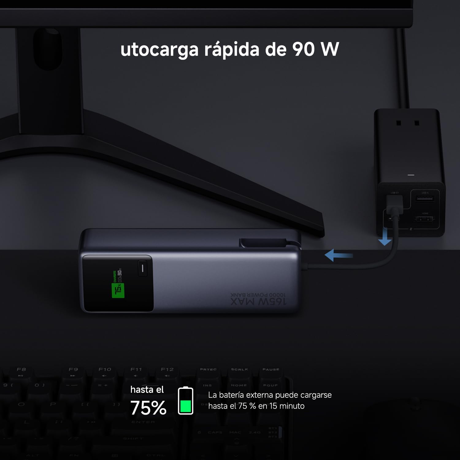 POWER BANK XIAOMI 10000MAH 165W CABLE USB-C INTEGRADO - 6