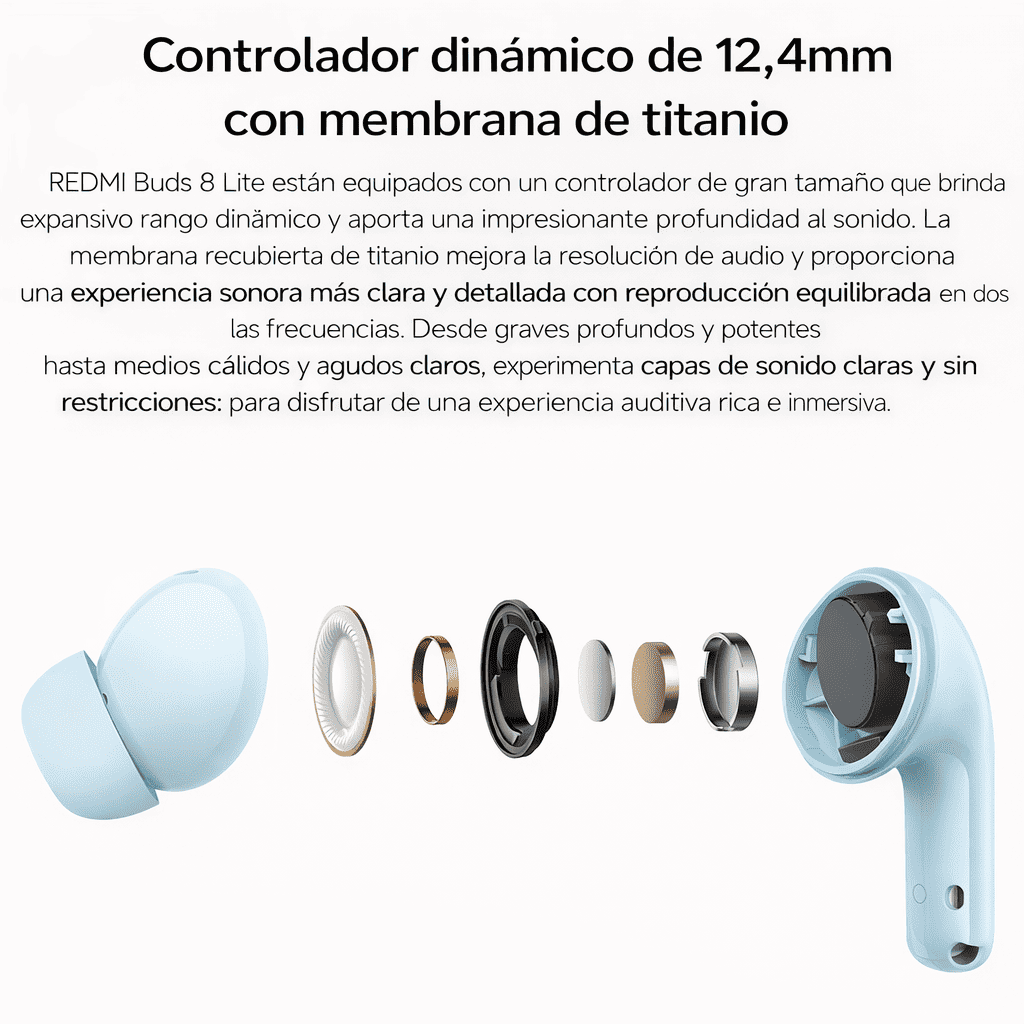 AUDÍFONOS REDMI BUDS 8 LITE CANCELACIÓN RUIDO 42 DB SONIDO 12.4MM BATERÍA 36H SONIDO PERSONALIZADO - 4