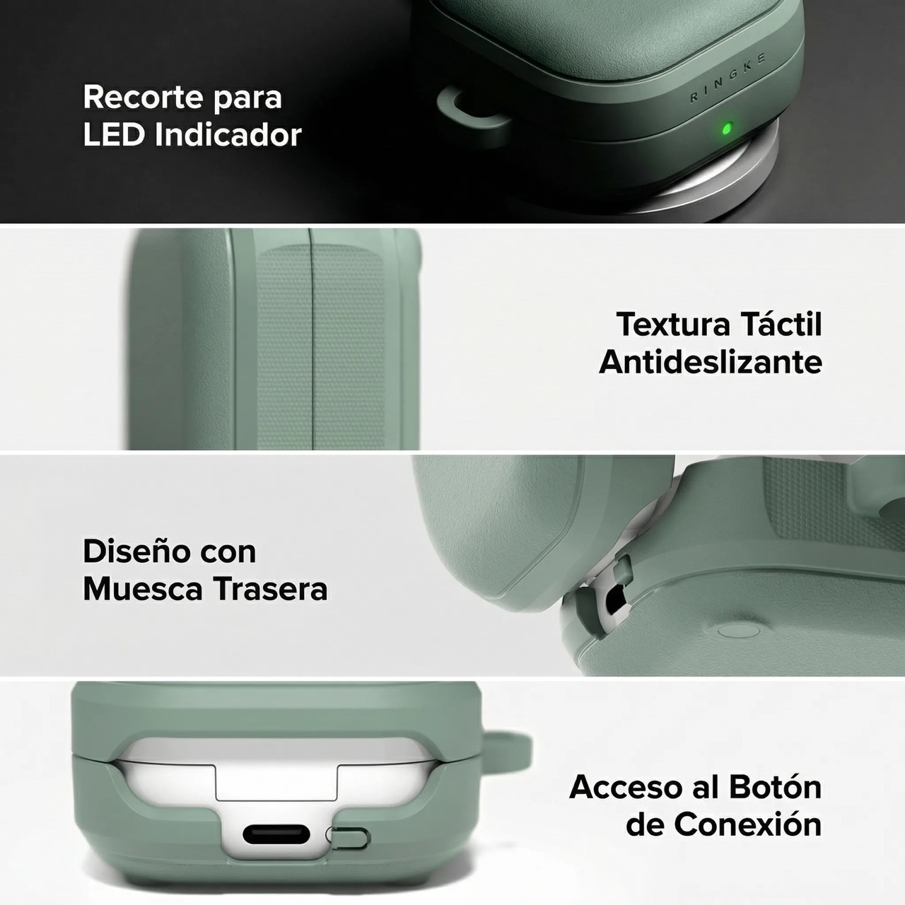 CASE RINGKE PARA GALAXY BUDS 4 Y BUDS 4 PRO ONYX MAGNÉTICO VERDE - 5
