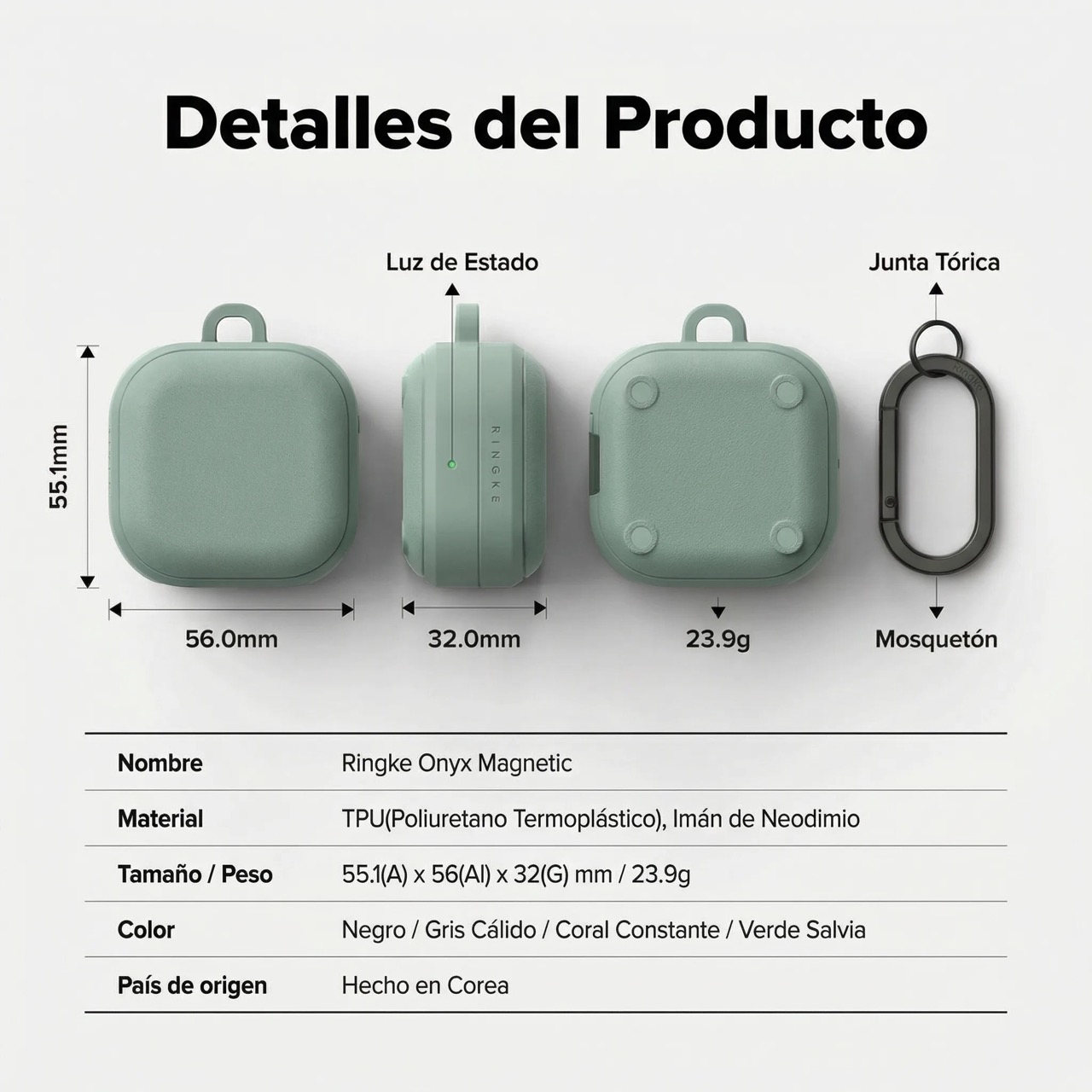 CASE RINGKE PARA GALAXY BUDS 4 Y BUDS 4 PRO ONYX MAGNÉTICO VERDE - 7