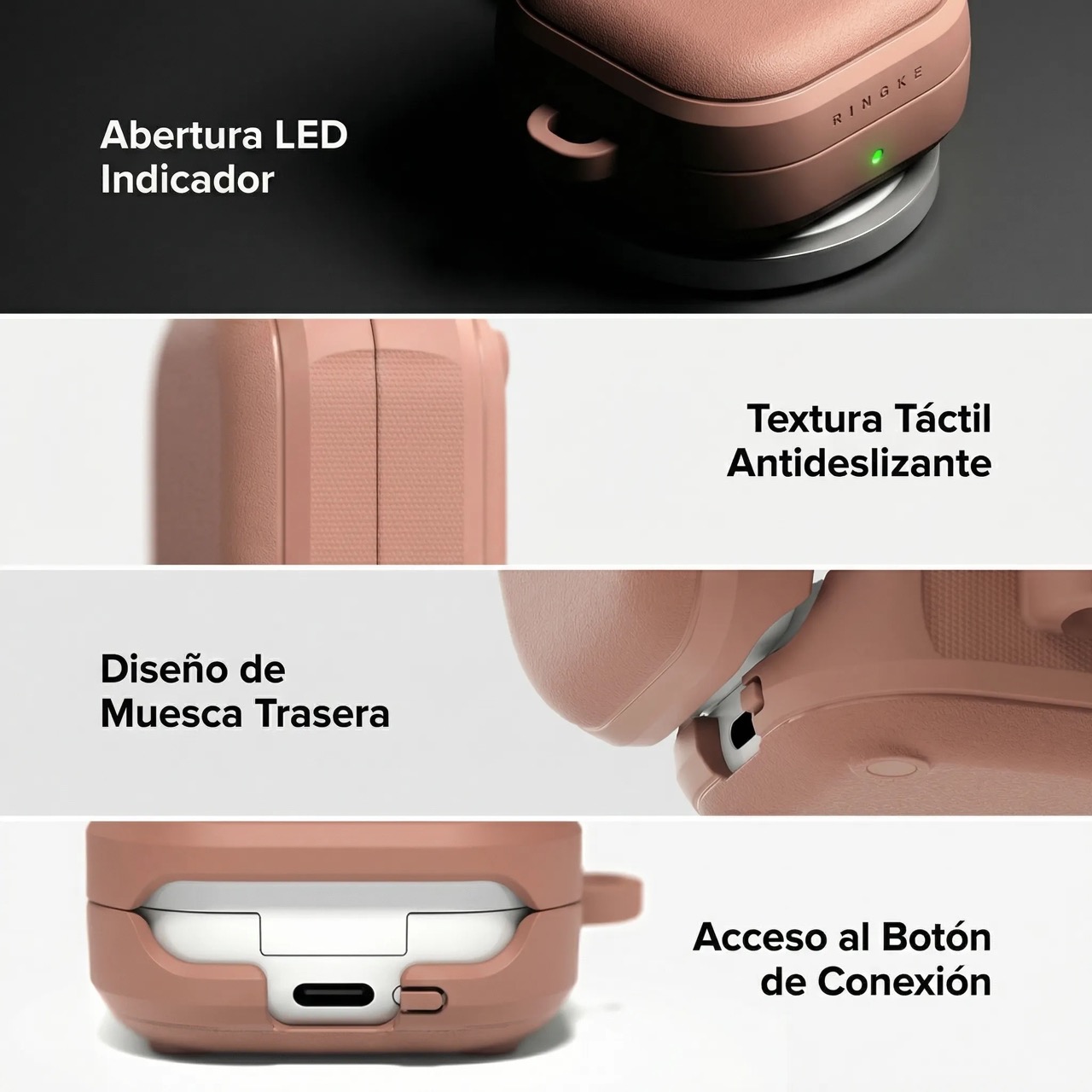 CASE RINGKE PARA GALAXY BUDS 4 Y BUDS 4 PRO ONYX MAGNÉTICO CORAL - 2