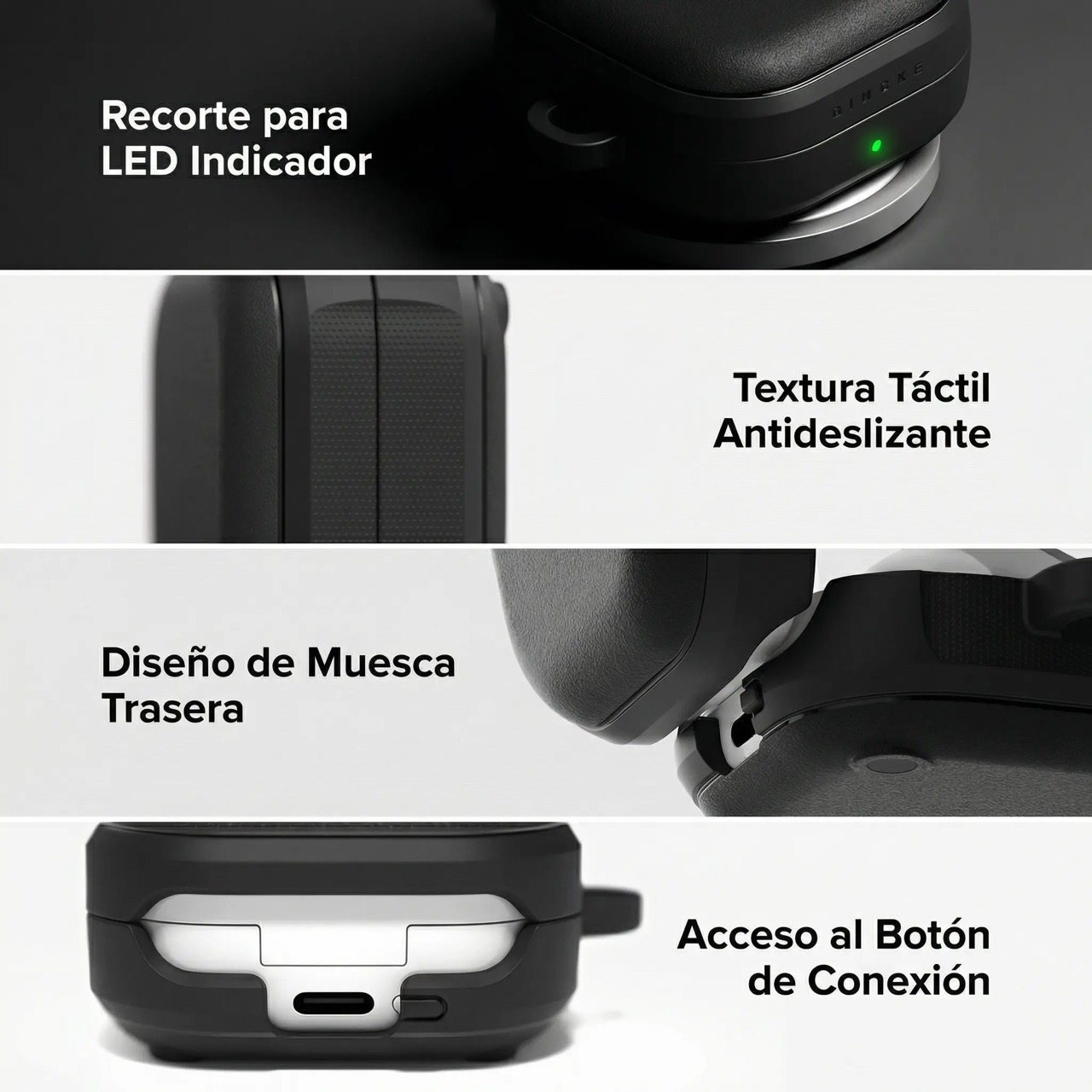 CASE RINGKE PARA GALAXY BUDS 4 Y BUDS 4 PRO ONYX MAGNÉTICO NEGRO - 6