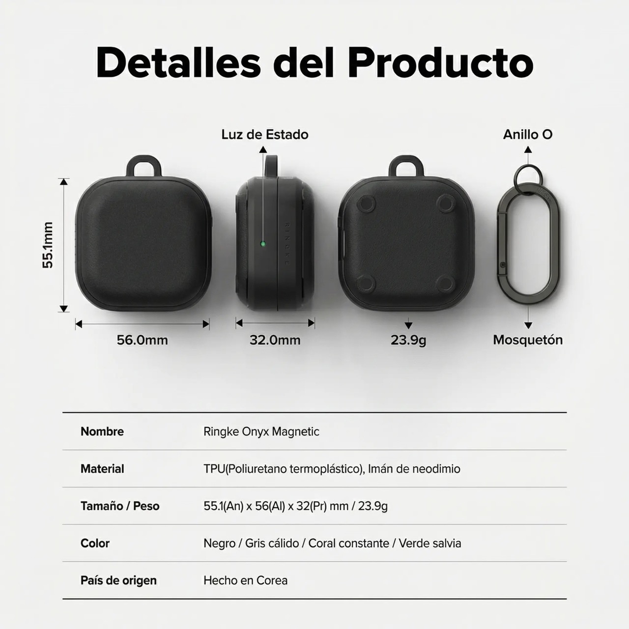 CASE RINGKE PARA GALAXY BUDS 4 Y BUDS 4 PRO ONYX MAGNÉTICO NEGRO - 7