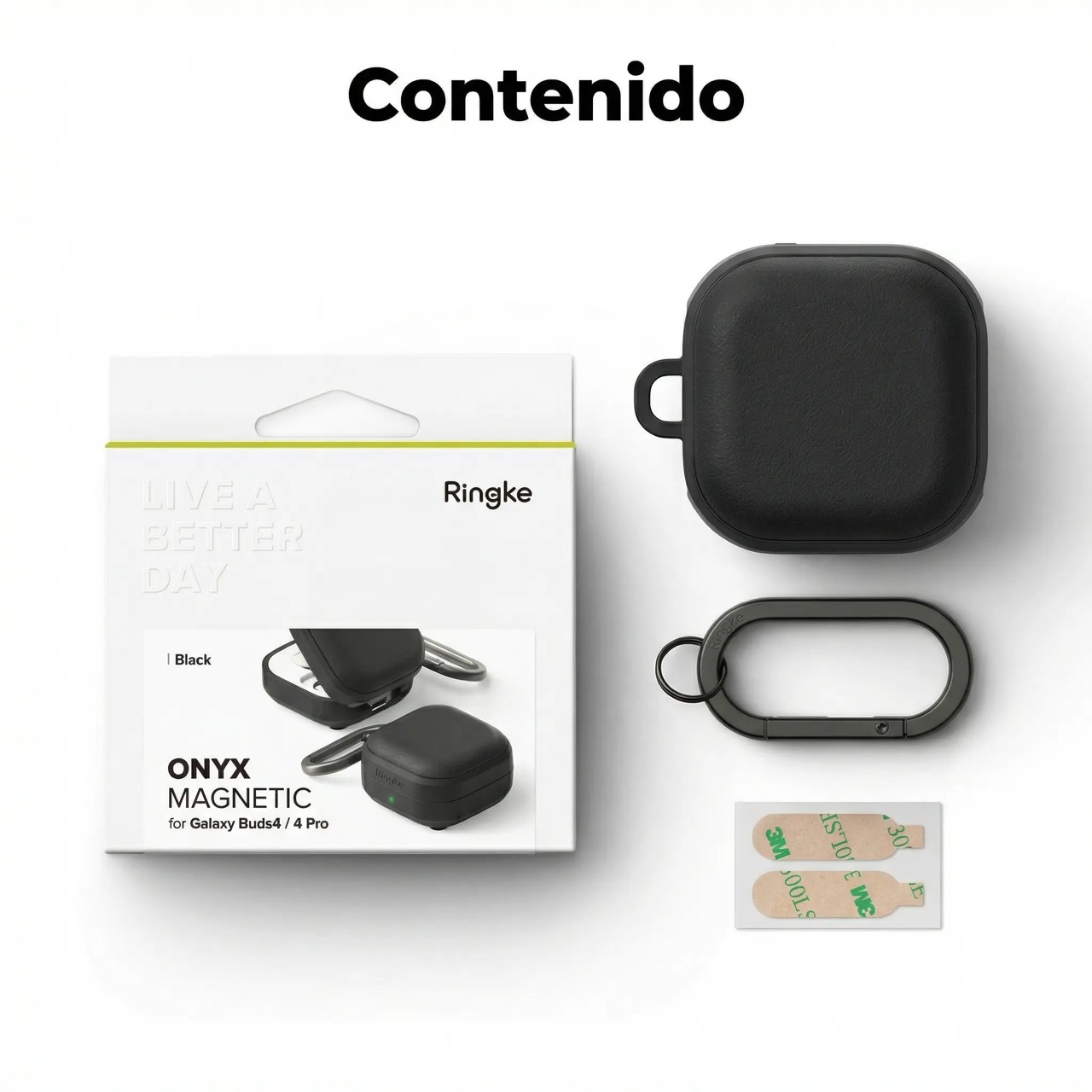 CASE RINGKE PARA GALAXY BUDS 4 Y BUDS 4 PRO ONYX MAGNÉTICO NEGRO - 8